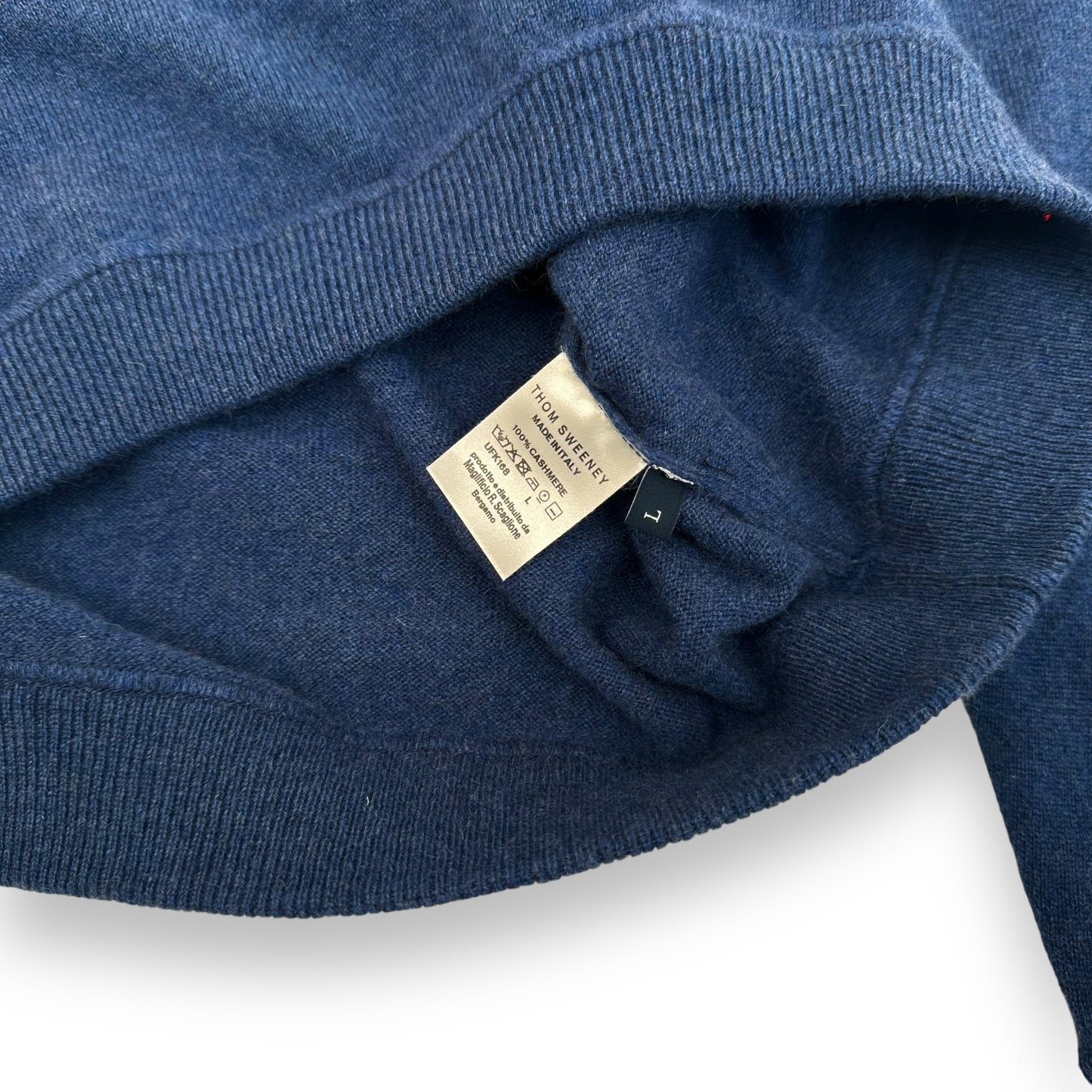 THOM SWEENEY AW23 RAGLAN CASHMERE CREWNECK SWEATER NAVY L
