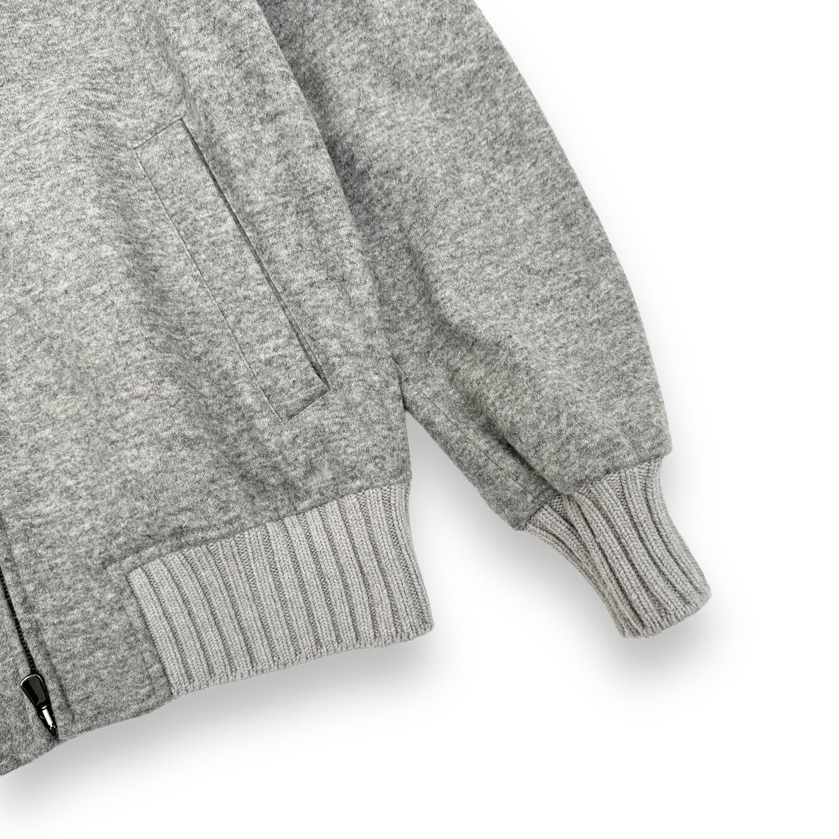 THOM SWEENEY CASHMERE BLEND BESPOKE ZIP-UP BOMBER JACKET GREY L