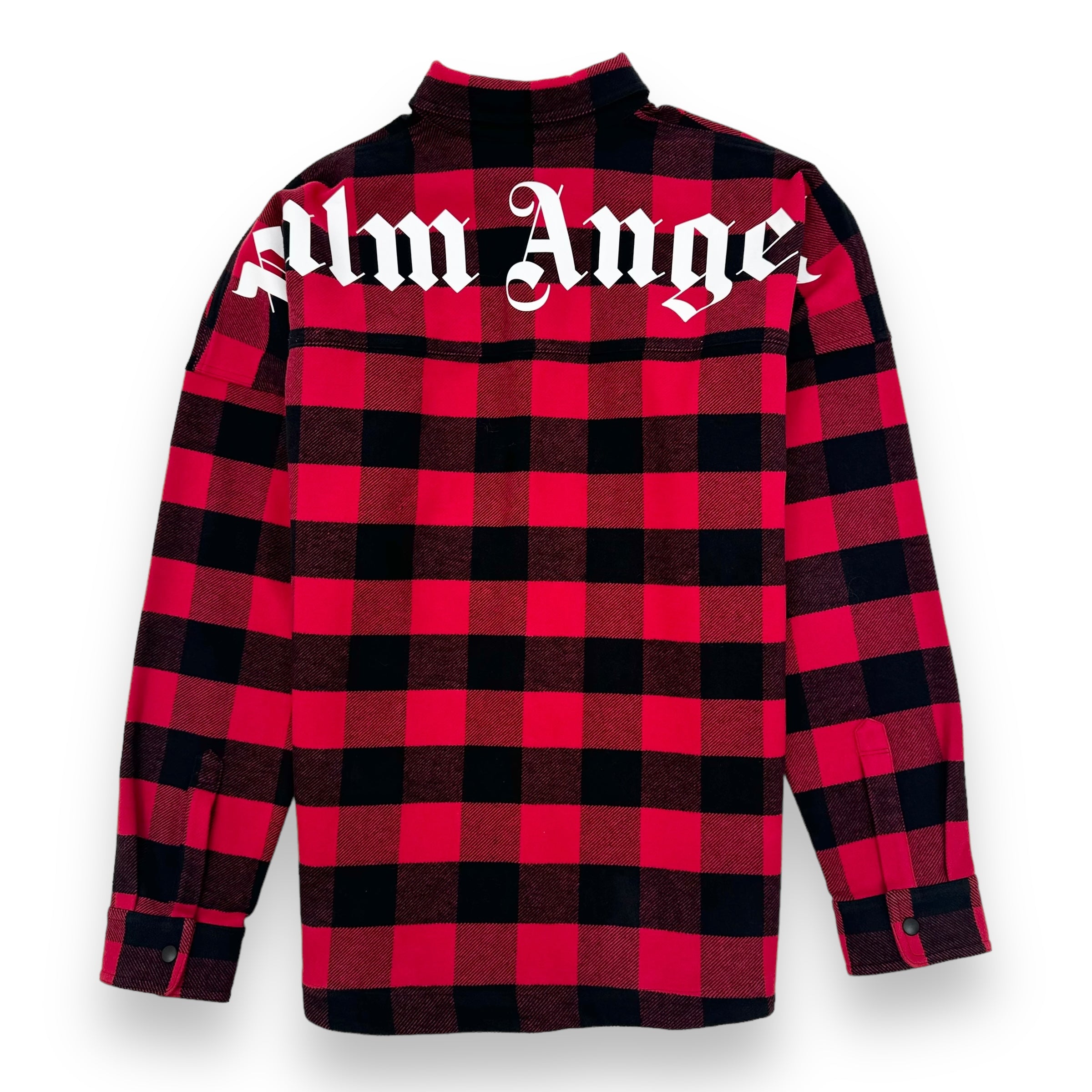 PALM ANGELS CLASSIC LOGO CHECKED OVER SHIRT BLACK / RED L