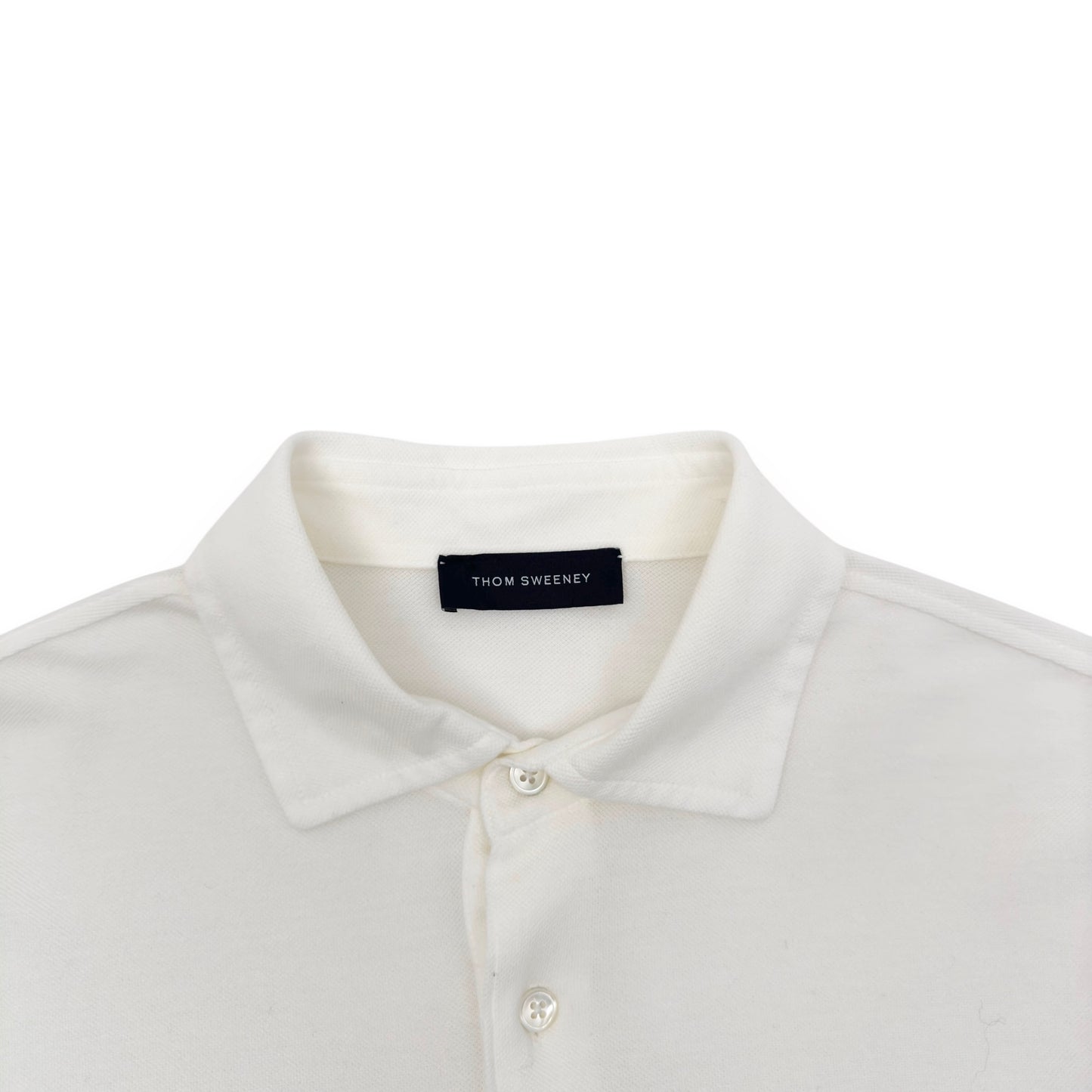 THOM SWEENEY LONG SLEEVE COTTON POLO SHIRT WHITE L