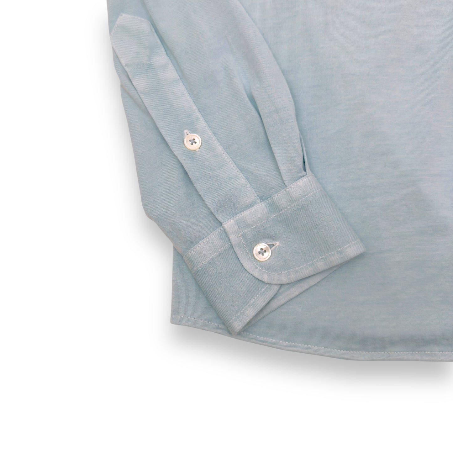 THOM SWEENEY COTTON LONG SLEEVE POLO SHIRT ICE BLUE M