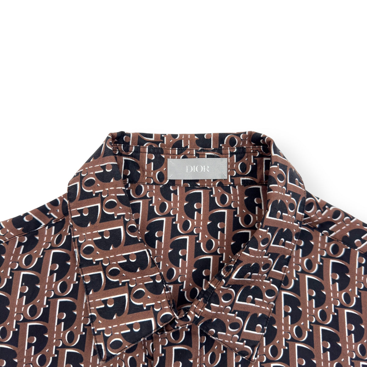 DIOR OBLIQUE SILK MONOGRAM SHIRT BROWN 40 / M