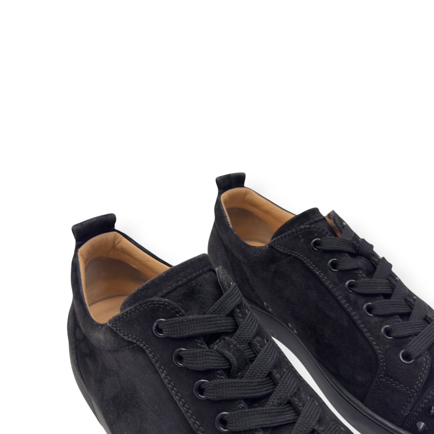 CHRISTIAN LOUBOUTIN LOUIS JUNIOR SPIKES SUEDE SNEAKER BLACK UK9.5
