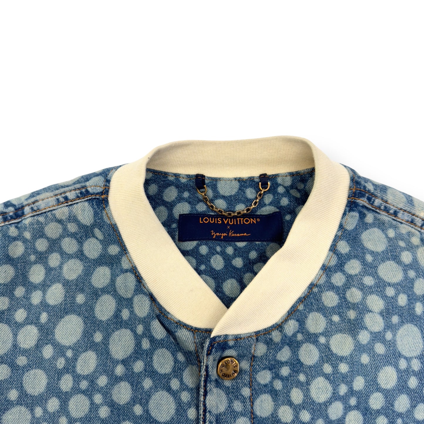 LOUIS VUITTON X YAYOI KUSAMA DOT BASEBALL SHIRT BLUE / WHITE L