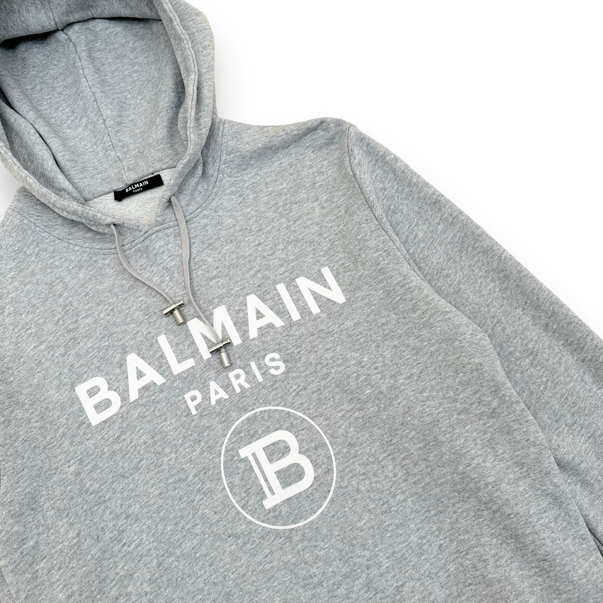 BALMAIN PARIS HOODIE GREY M