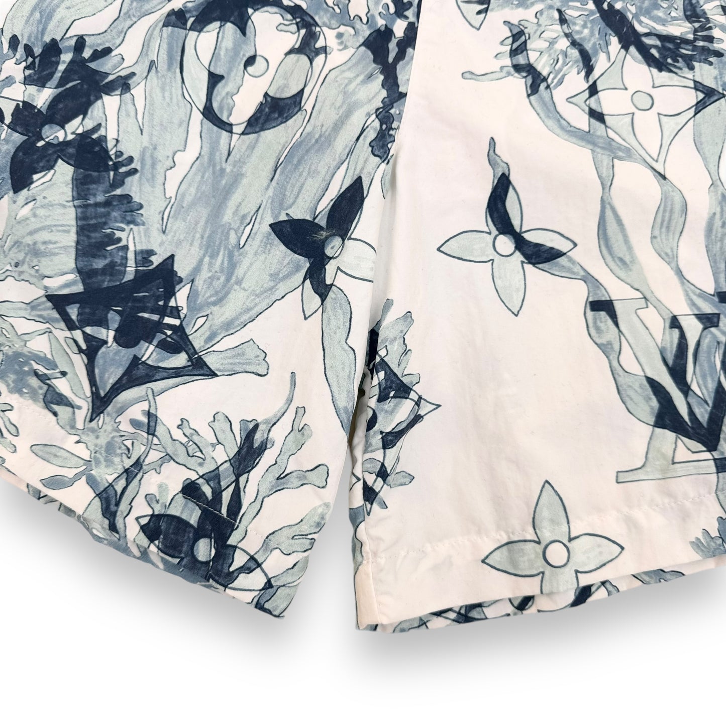 LOUIS VUITTON PRINTED NYLON SWIM SHORTS L