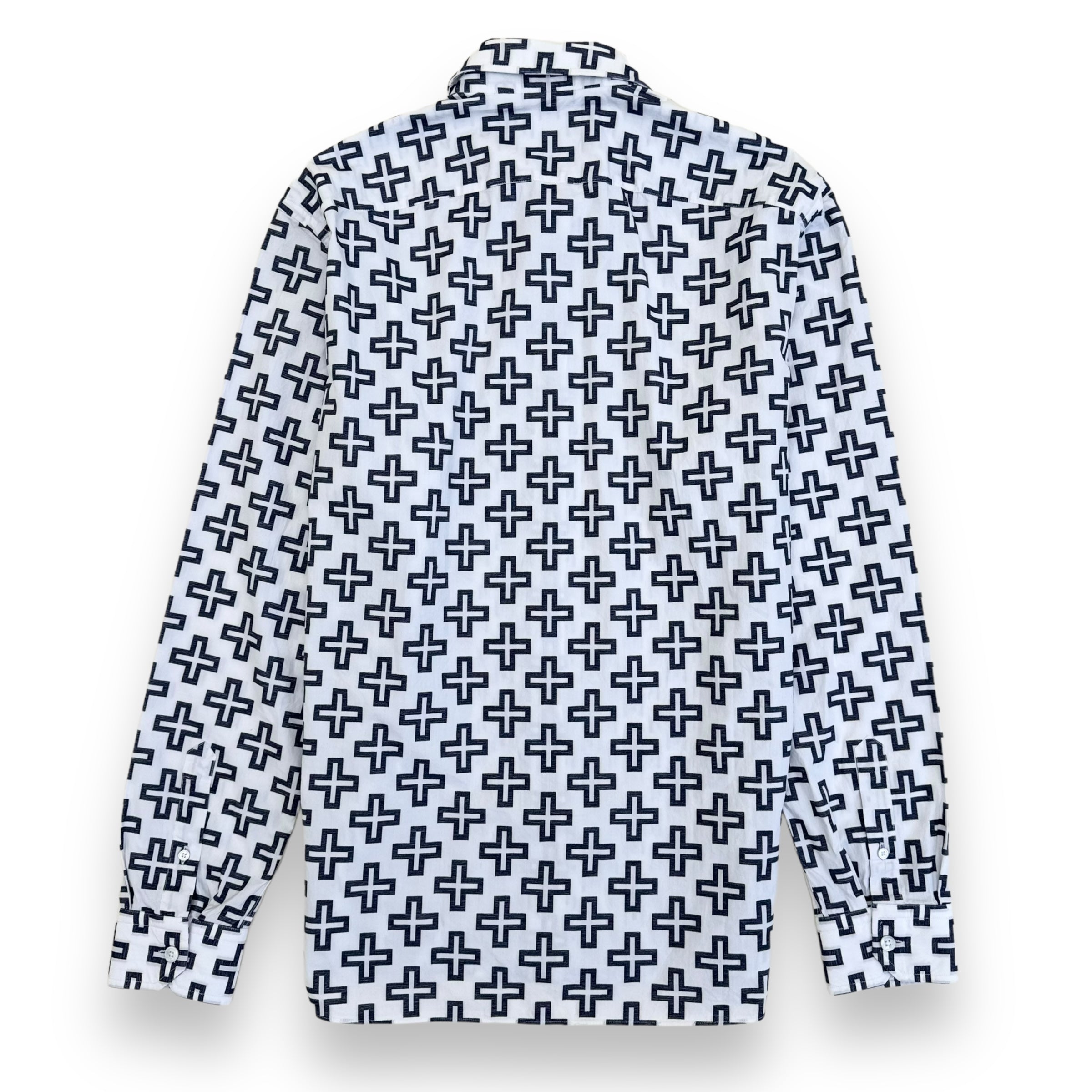 LOUIS VUITTON LV CROSS LONG SLEEVE SHIRT WHITE / BLUE XL