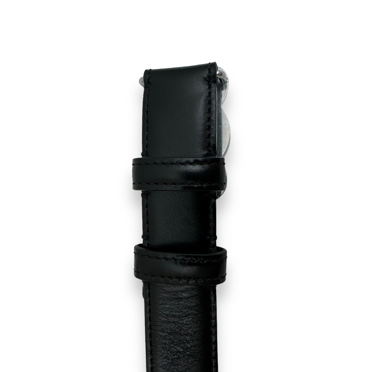 CELINE LEATHER BELT BLACK / SILVER 85