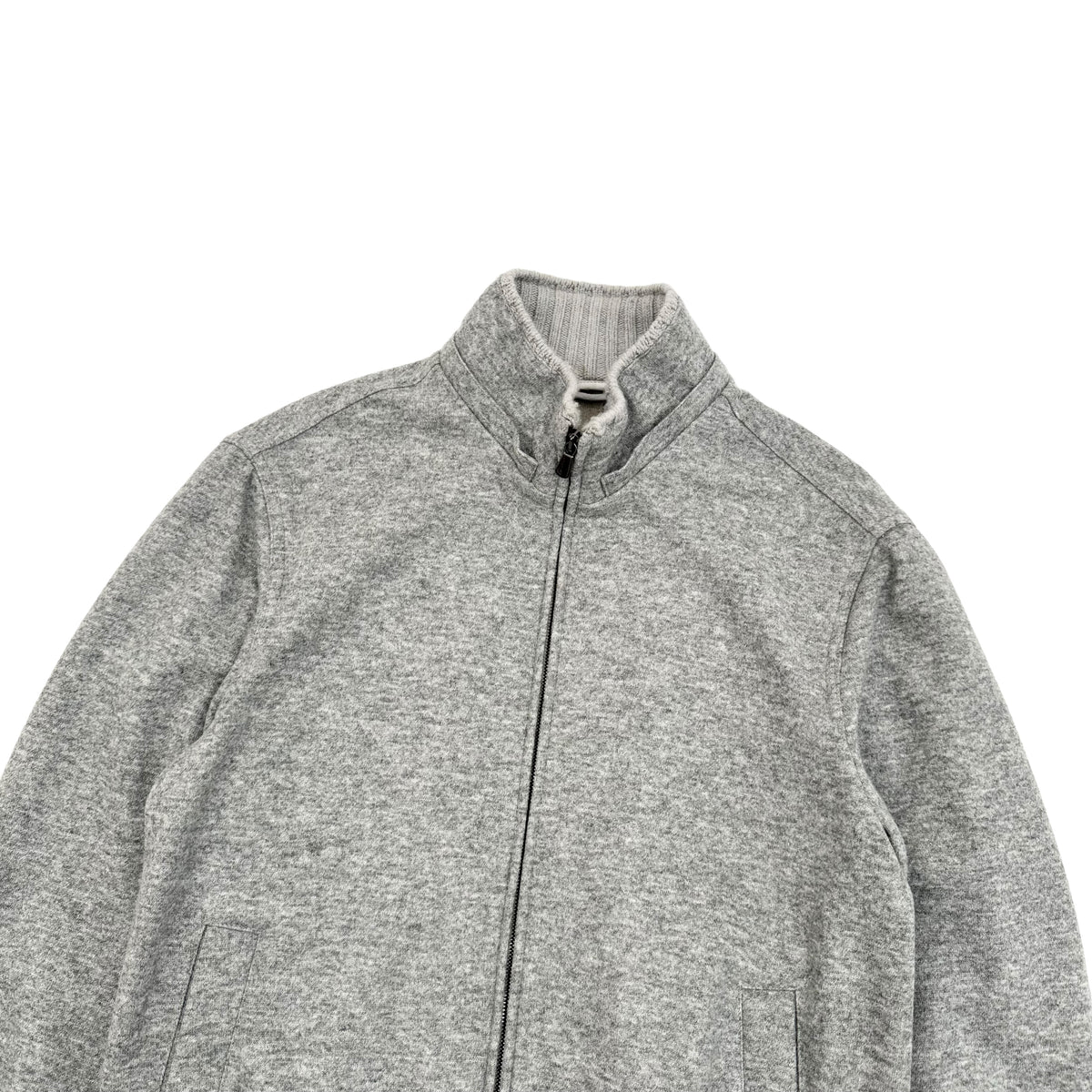 THOM SWEENEY CASHMERE BLEND BESPOKE ZIP-UP BOMBER JACKET GREY L