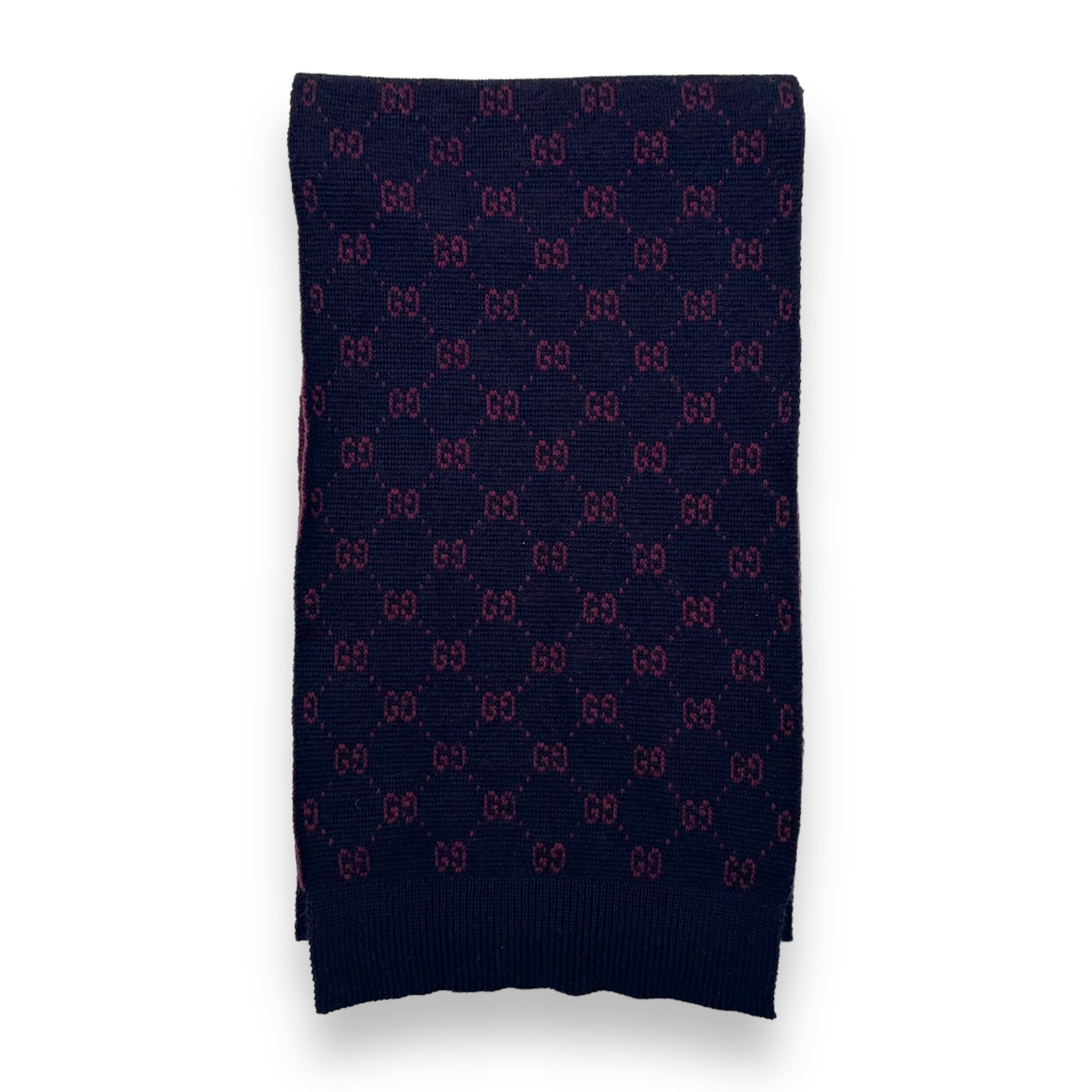 GUCCI GG WOOL SCARF NAVY / RED O/S