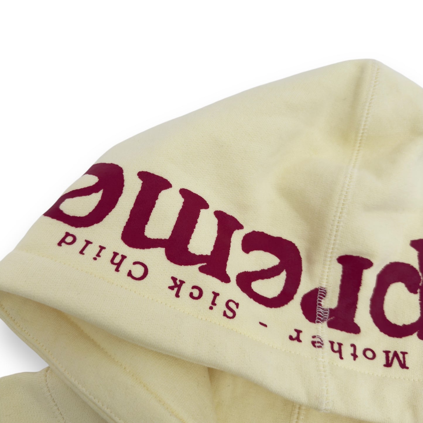 SUPREME SICK MOTHER HOODIE PALE YELLOW / RED XL