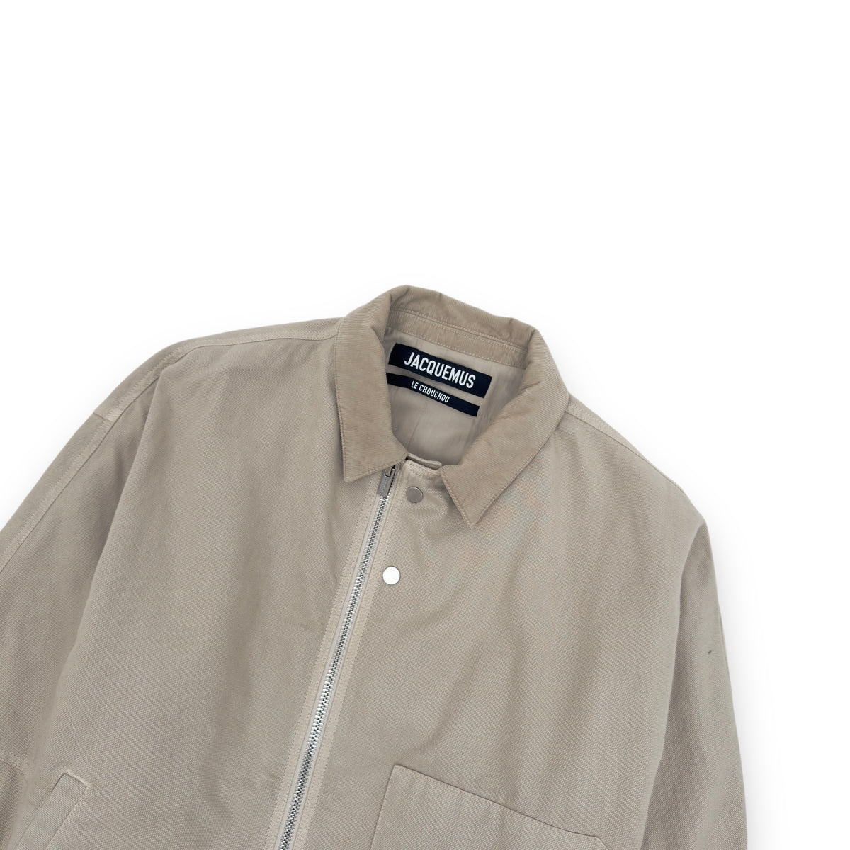 JACQUEMUS CROPPED LE BLOUSON TRIVELA UTILITY COTTON JACKET NATURAL XS
