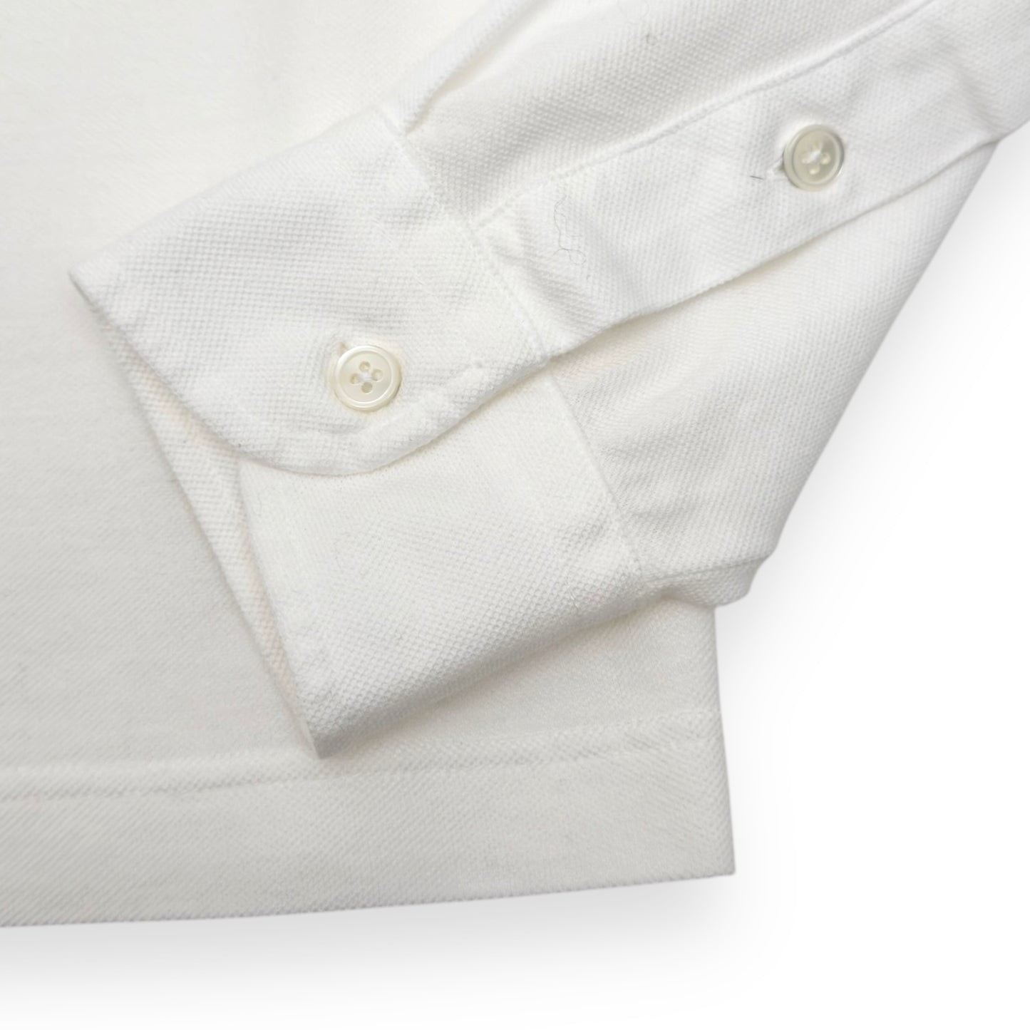 THOM SWEENEY LONG SLEEVE COTTON POLO SHIRT WHITE L