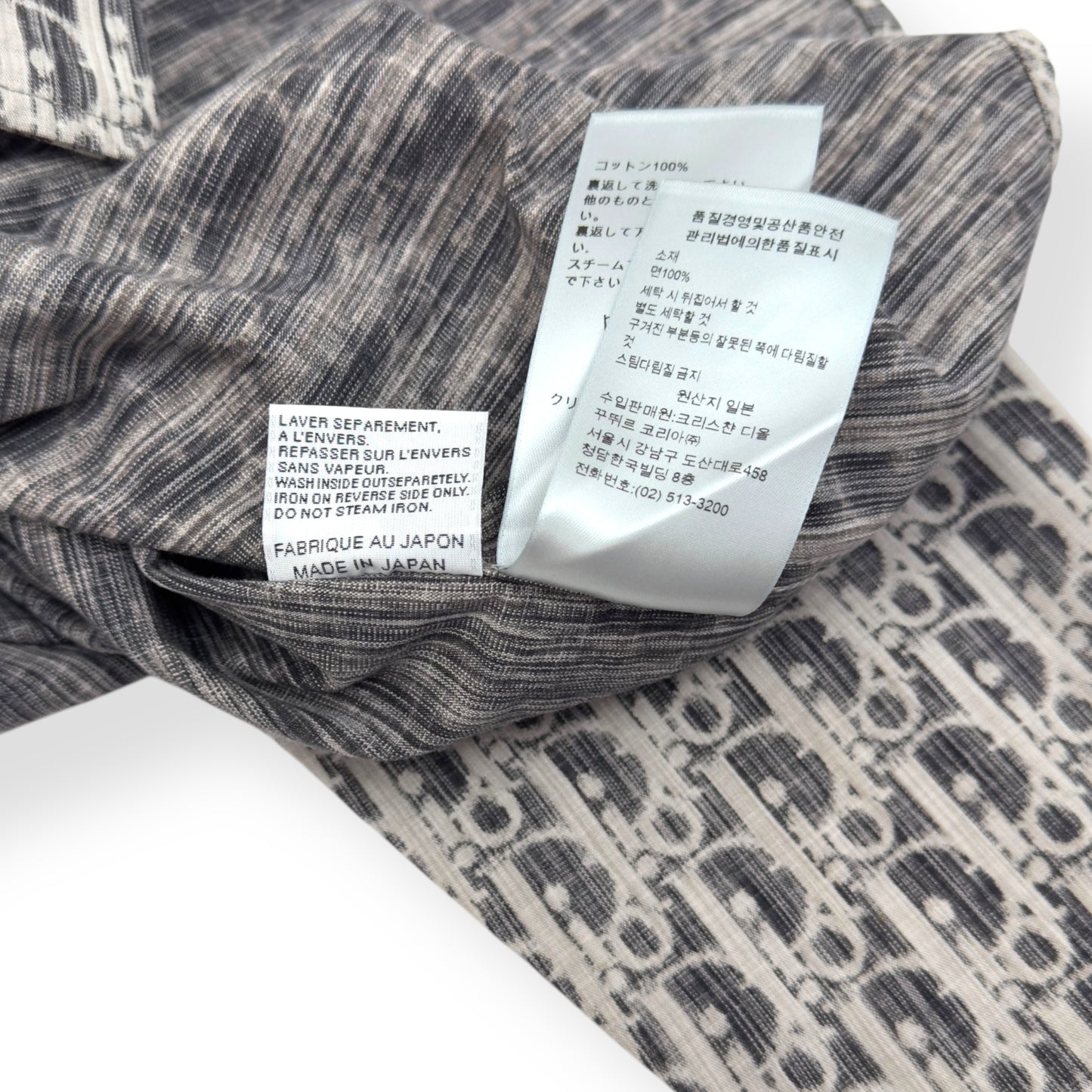 DIOR OBLIQUE KASURI COTTON DENIM SHIRT BLACK / WHITE 41 / L