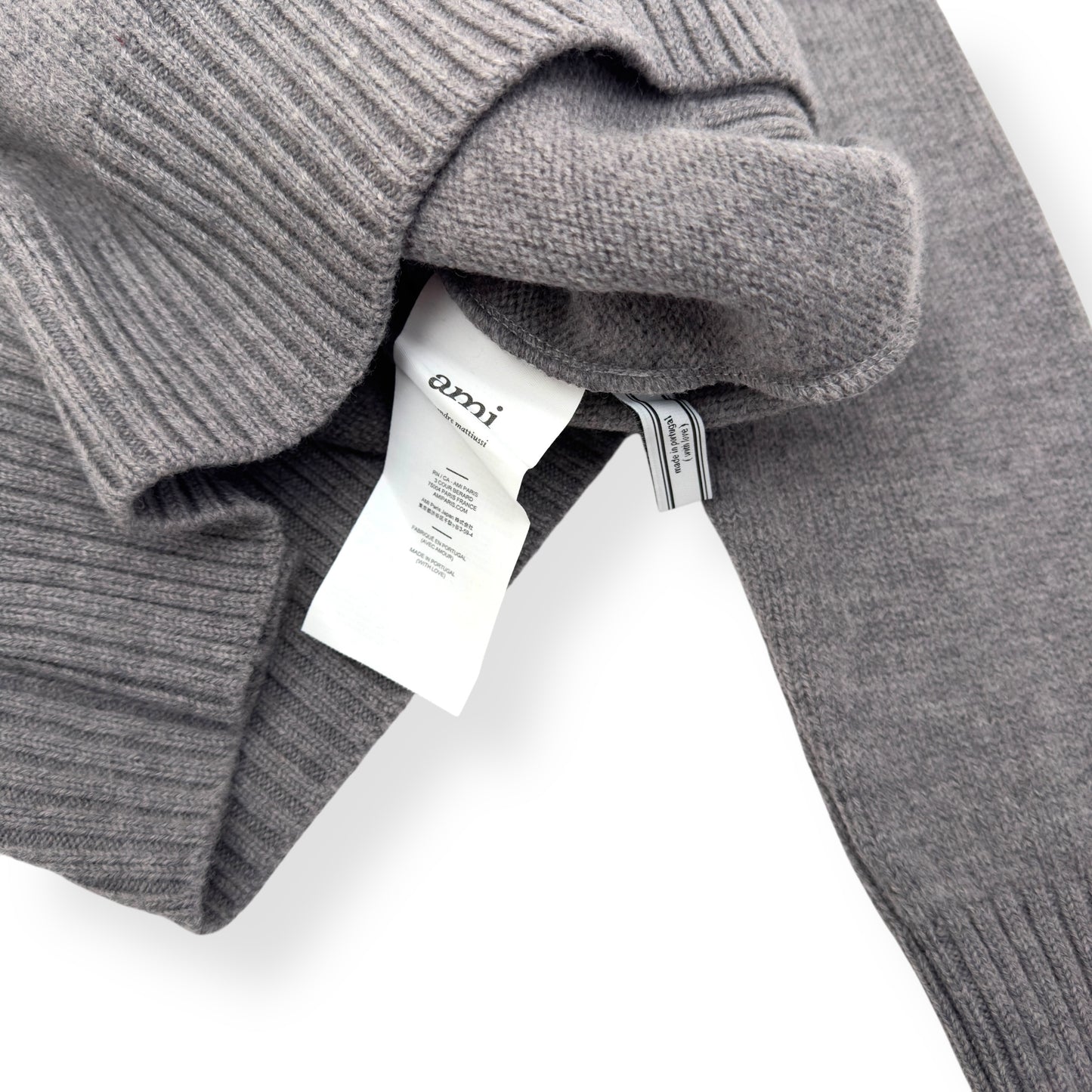 AMI PARIS AMI DE COEUR TURTLENECK SWEATER GREY / RED M