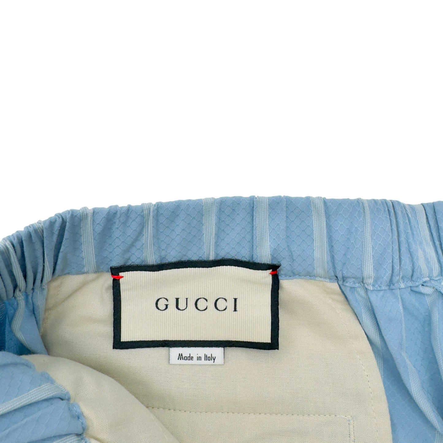GUCCI LOGO-JACQUARD STRIPED COTTON-POPLIN SHORTS BLUE M