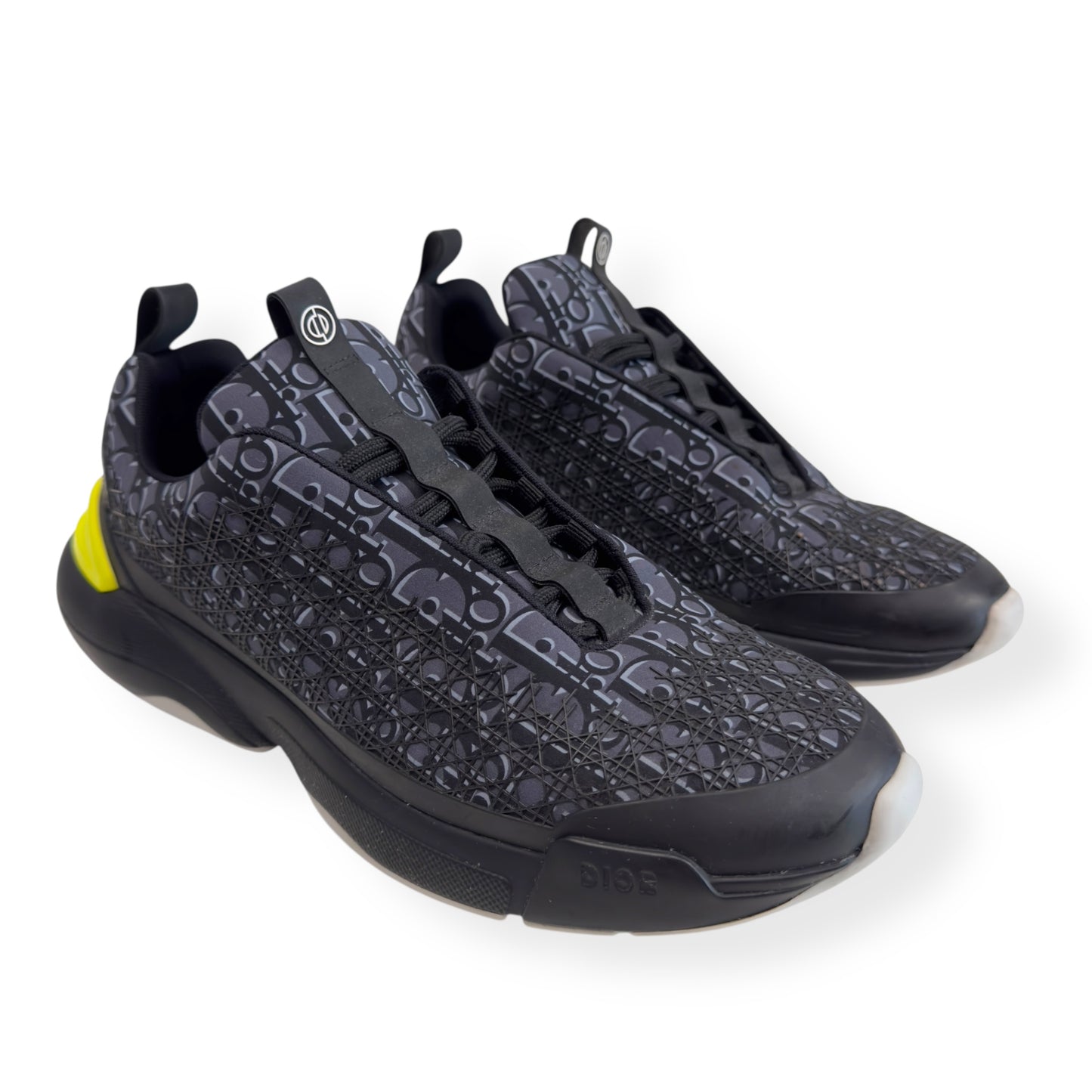 DIOR B24 OBLIQUE TECHNICAL FABRIC SNEAKER BLACK / YELLOW UK10