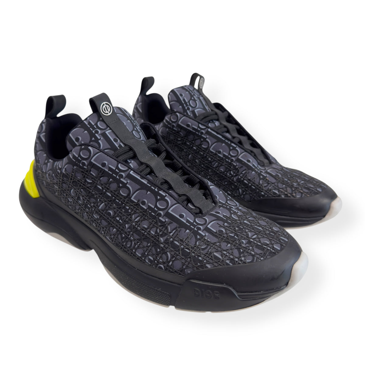 DIOR B24 OBLIQUE TECHNICAL FABRIC SNEAKER BLACK / YELLOW UK10