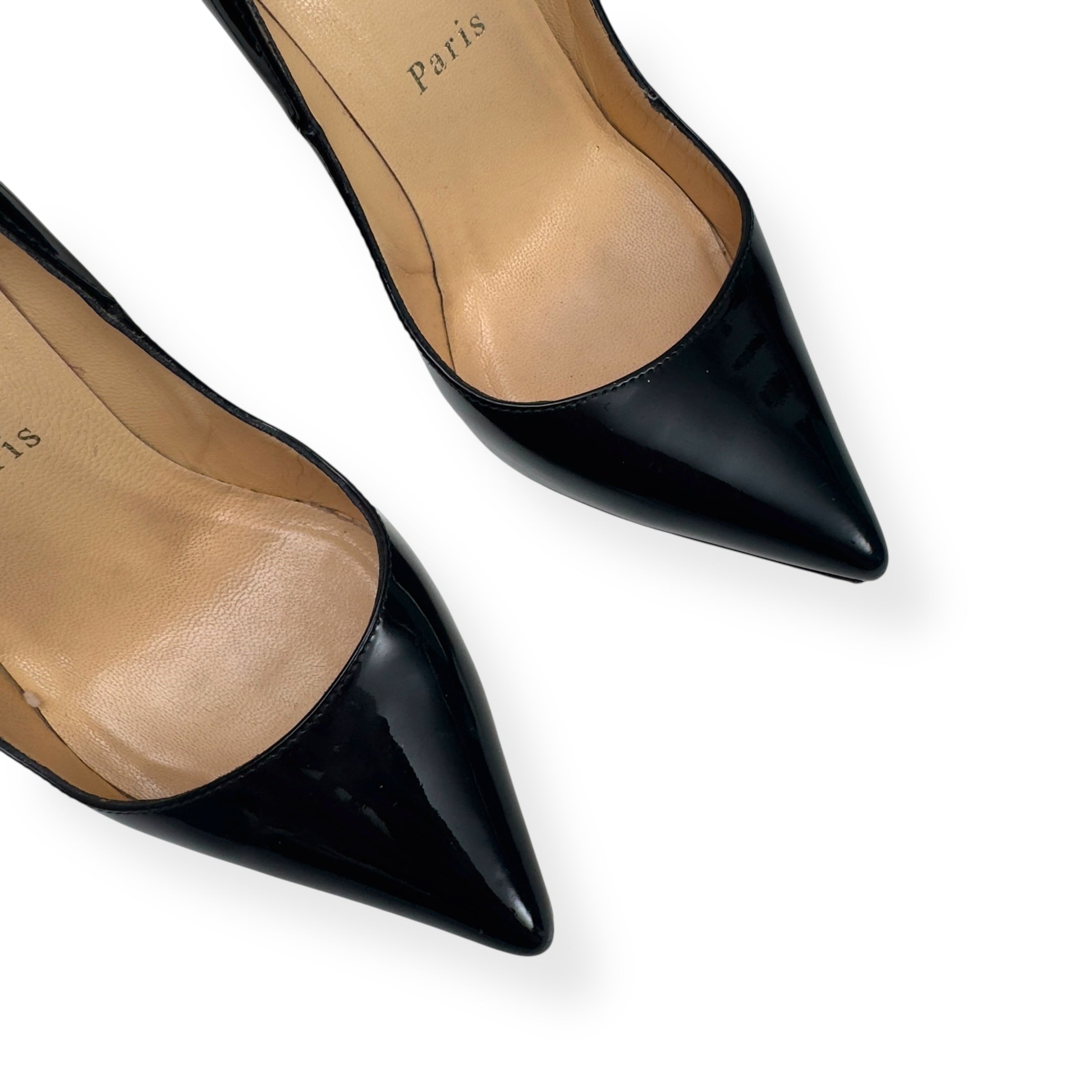 CHRISTIAN LOUBOUTIN PIGALLE 100MM PATENT LEATHER HEELS BLACK / RED 36 / UK3