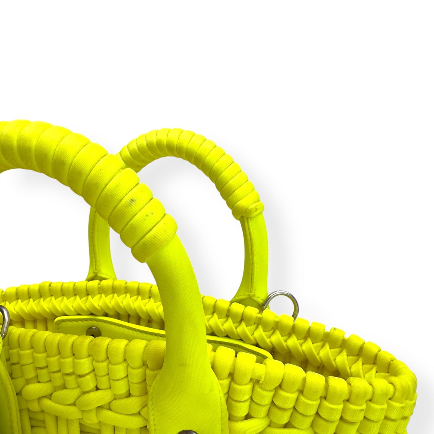 BALENCIAGA BISTRO NYLON / LEATHER SHOULDER BAG YELLOW XXS