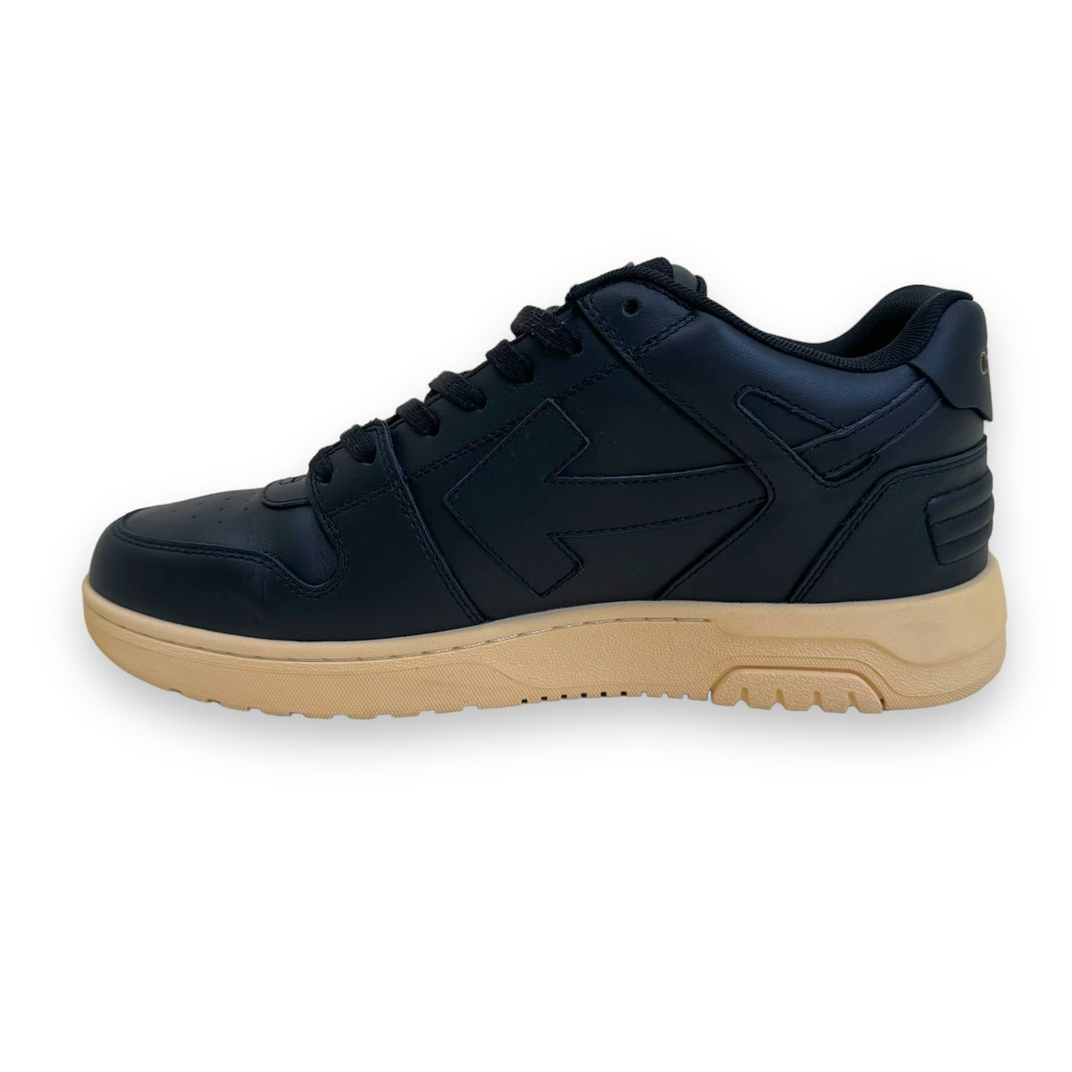 OFF-WHITE OUT OF OFFICE LEATHER LOW TOP SNEAKER BLACK UK10