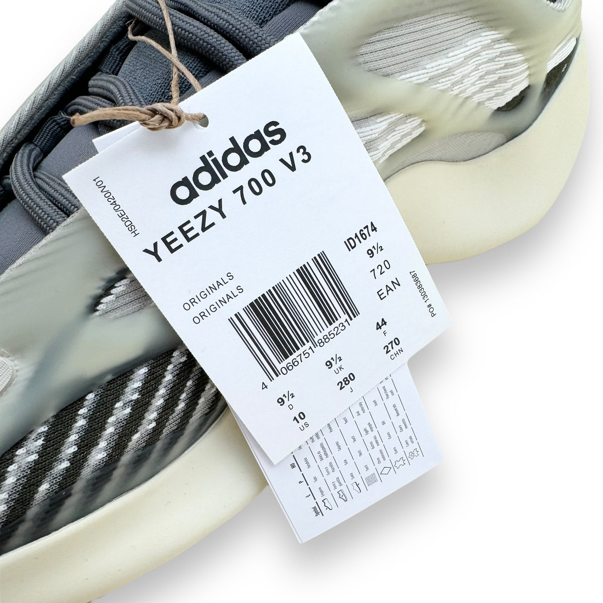 ADIDAS YEEZY 700 SNEAKER FADE SALT UK9.5