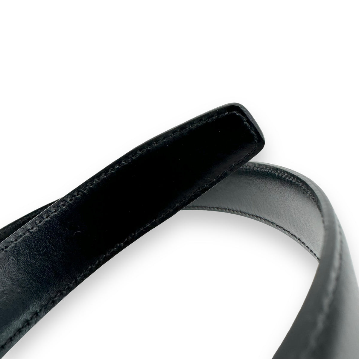 CELINE LEATHER BELT BLACK / SILVER 85