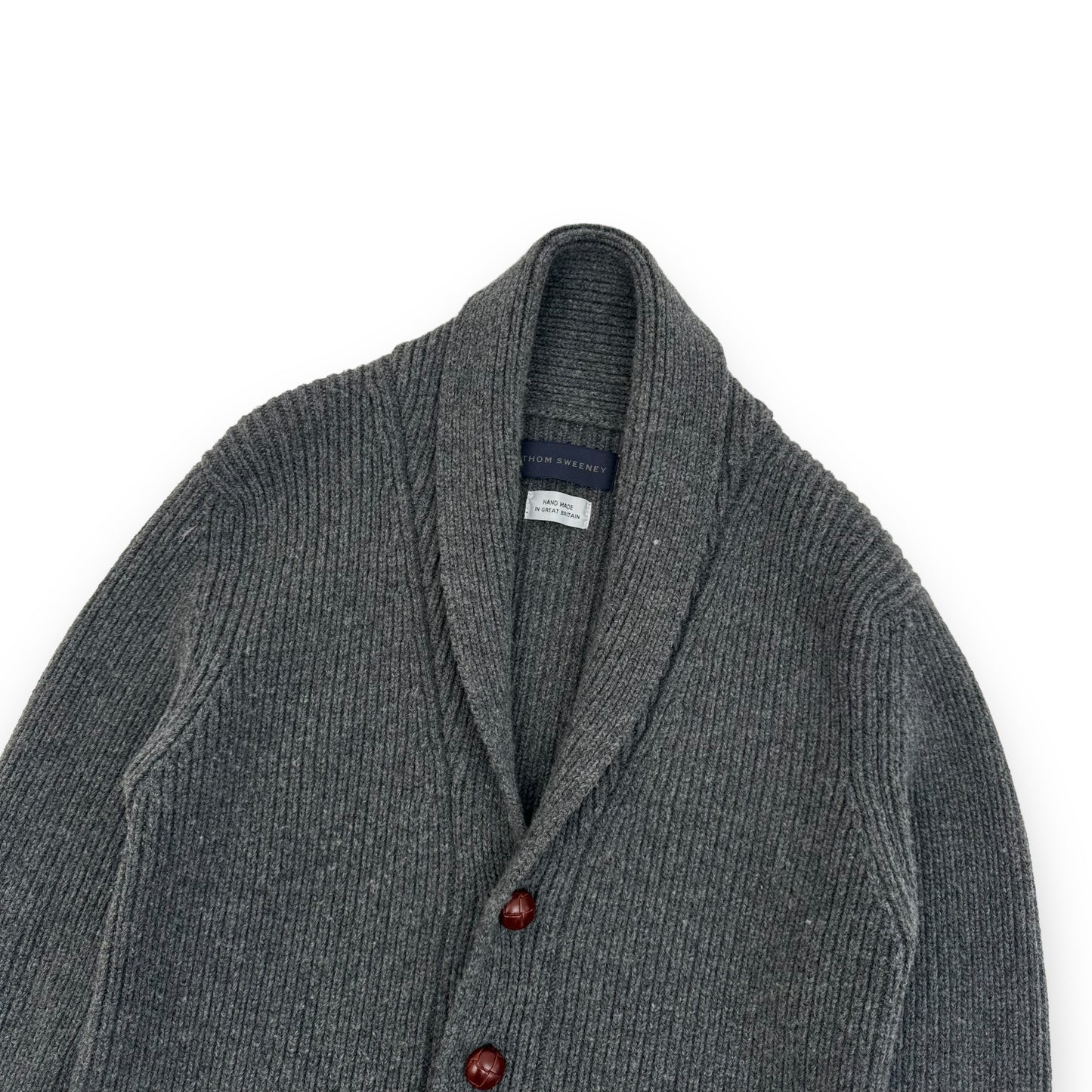 THOM SWEENEY SINGLE BREASTED WOOL SHAWL CARDIGAN GREY M