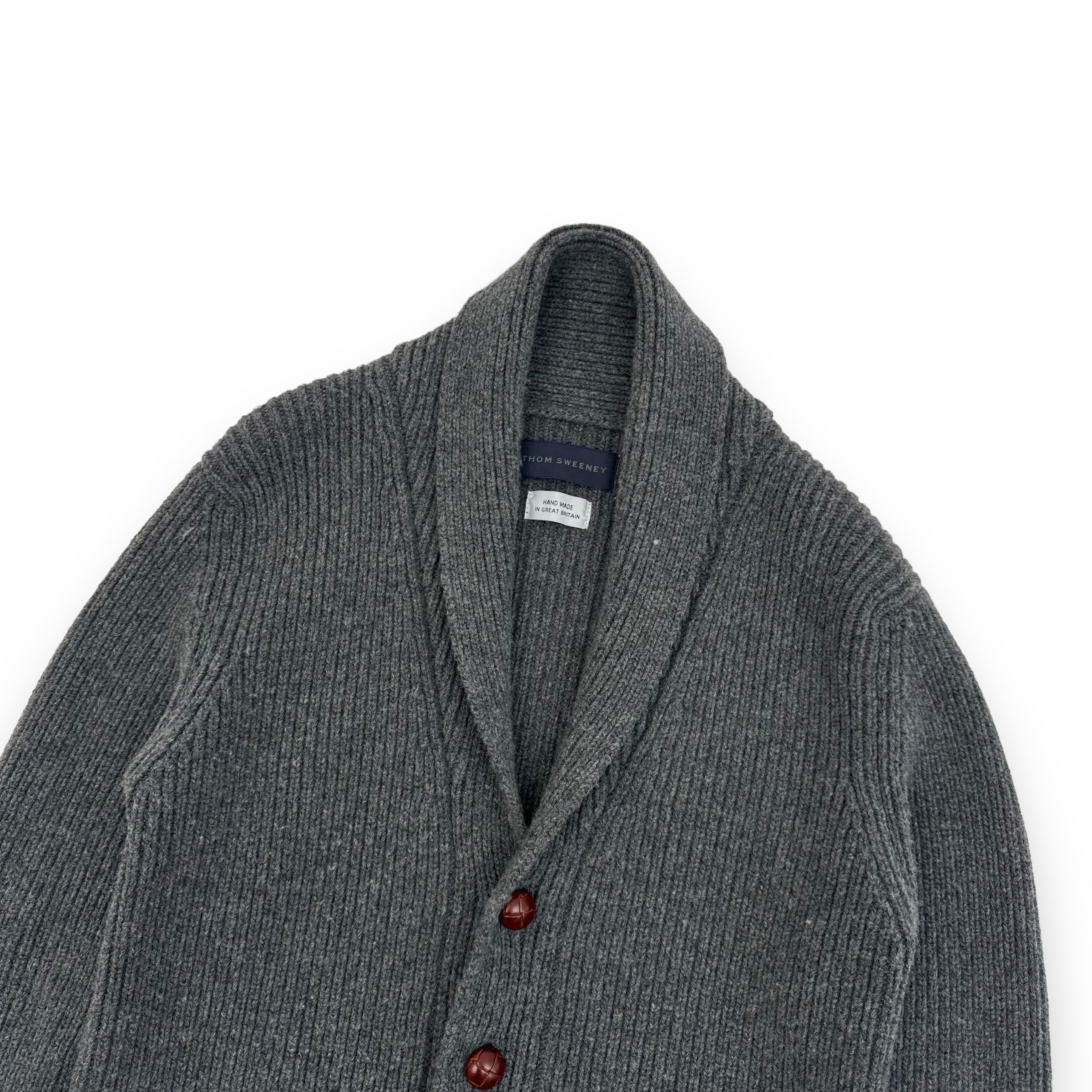 THOM SWEENEY SINGLE BREASTED WOOL SHAWL CARDIGAN GREY M