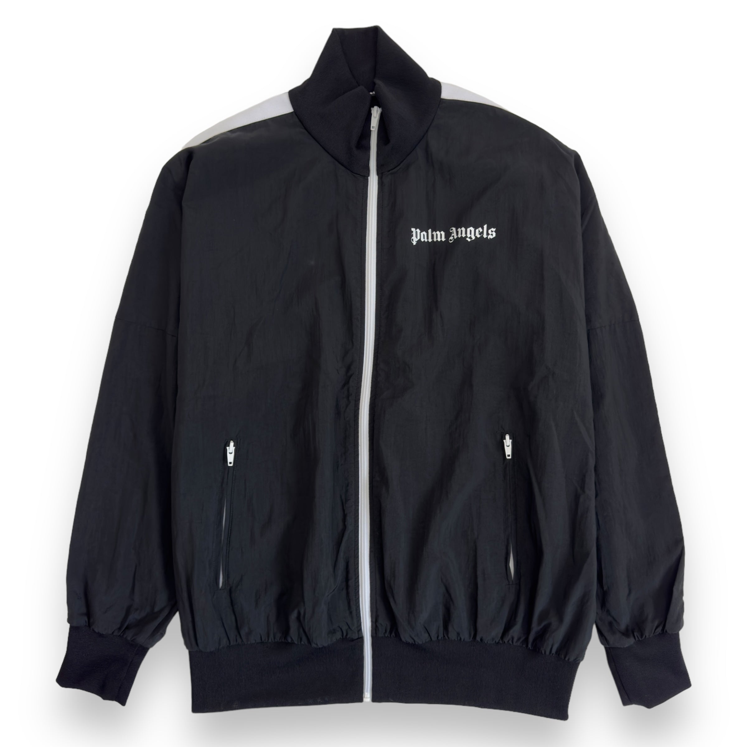 PALM ANGELS LOGO PRINT TRACK JACKET BLACK / WHITE M