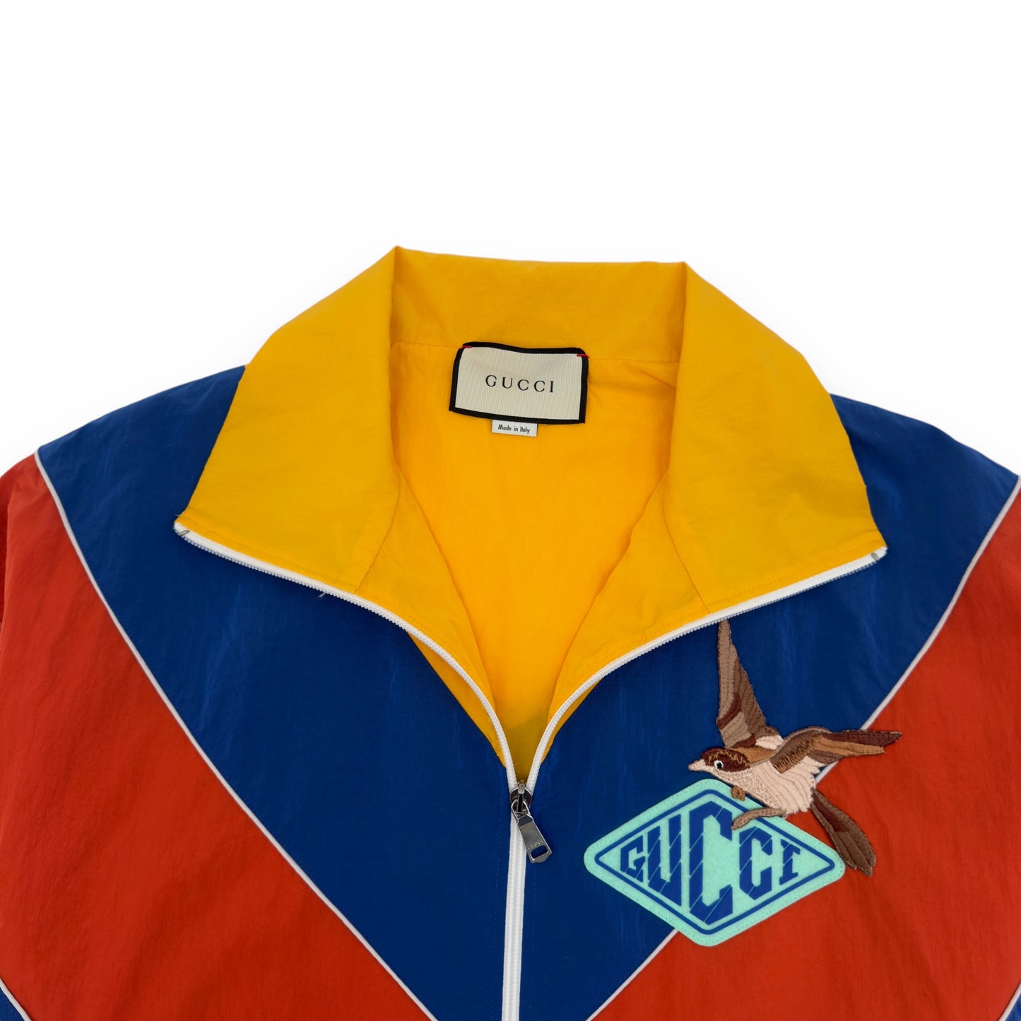 GUCCI APPLIQUÉD COLOUR-BLOCK SHELL JACKET MULTICOLOURED XL