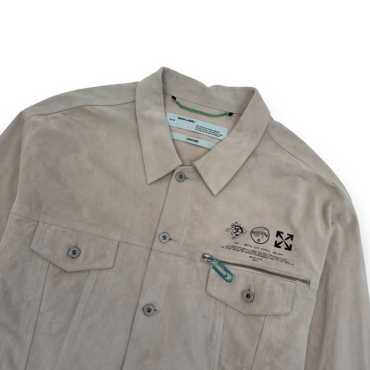 OFF-WHITE TAFT POINT LEATHER JACKET SAND / BLACK L