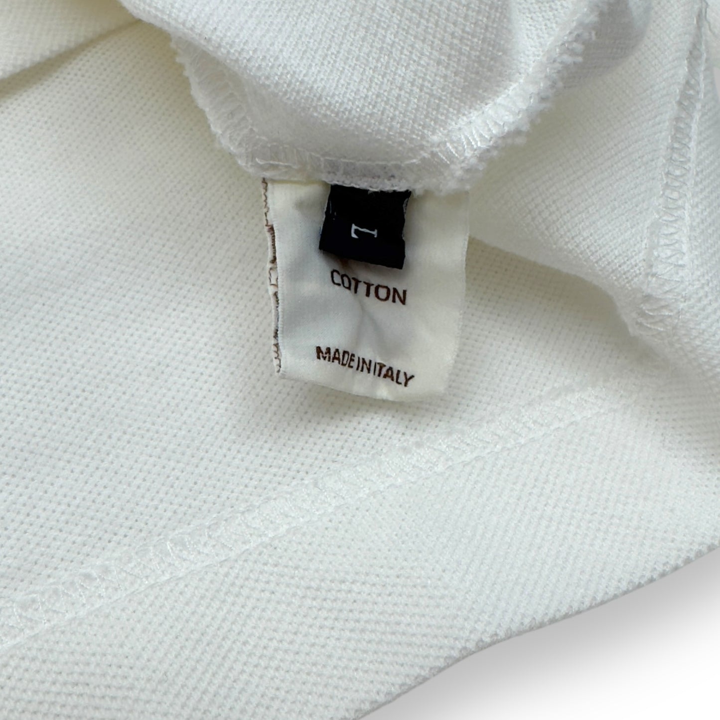 THOM SWEENEY LONG SLEEVE COTTON POLO SHIRT WHITE L