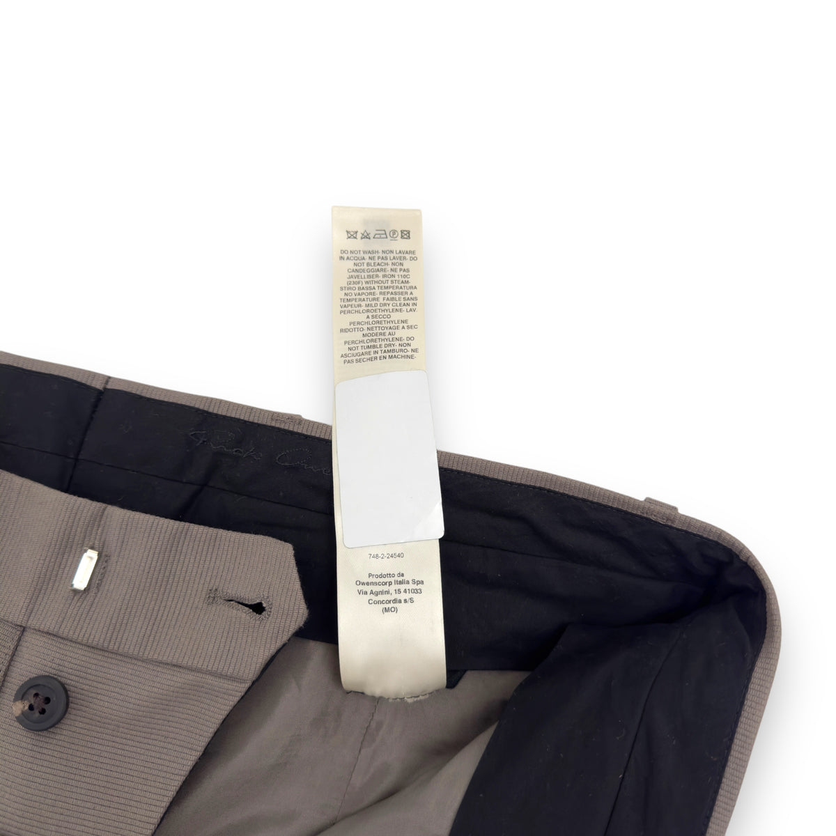 RICK OWENS TAILORED BELAS TROUSERS DUST W34”