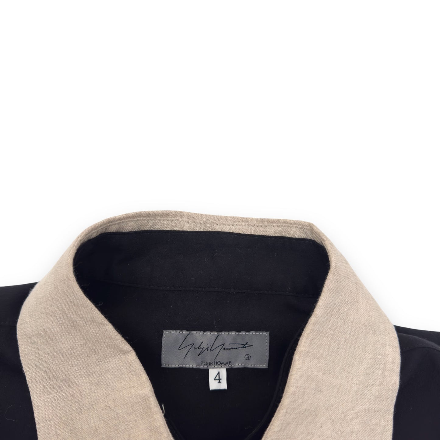 YOHJI YAMAMOTO U-STAND COLLAR SHIRT BLACK 4 / XL