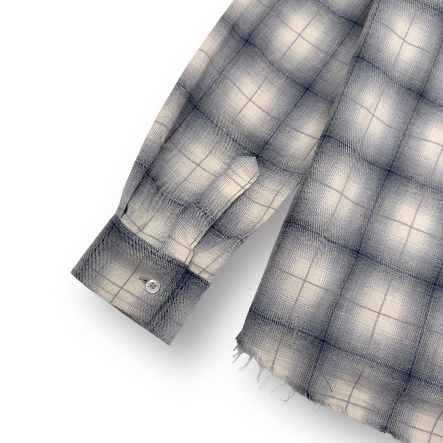 AMIRI FLANNEL LOGO APPLIQUÉ BRUSHED COTTON SHIRT BLUE / BLACK M