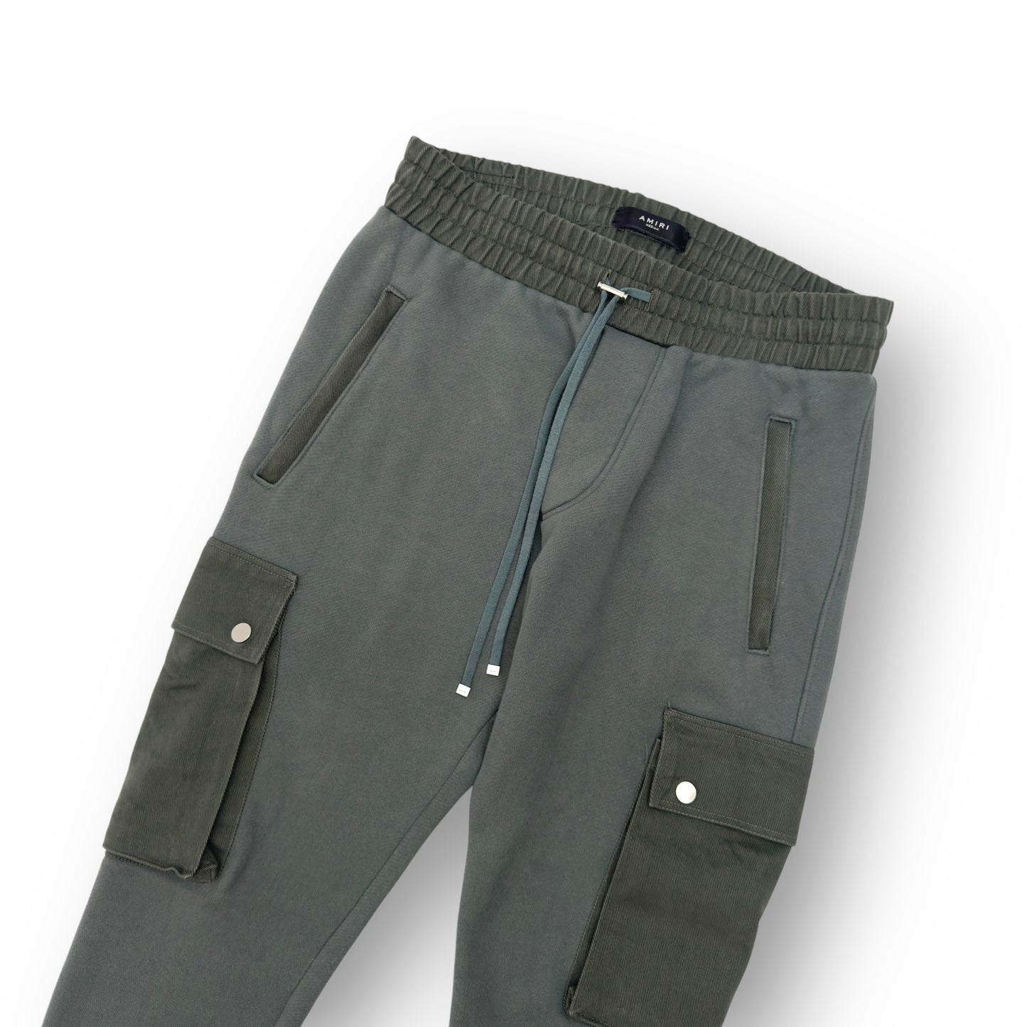AMIRI COTTON KNIT CARGO SWEATPANTS GREEN M