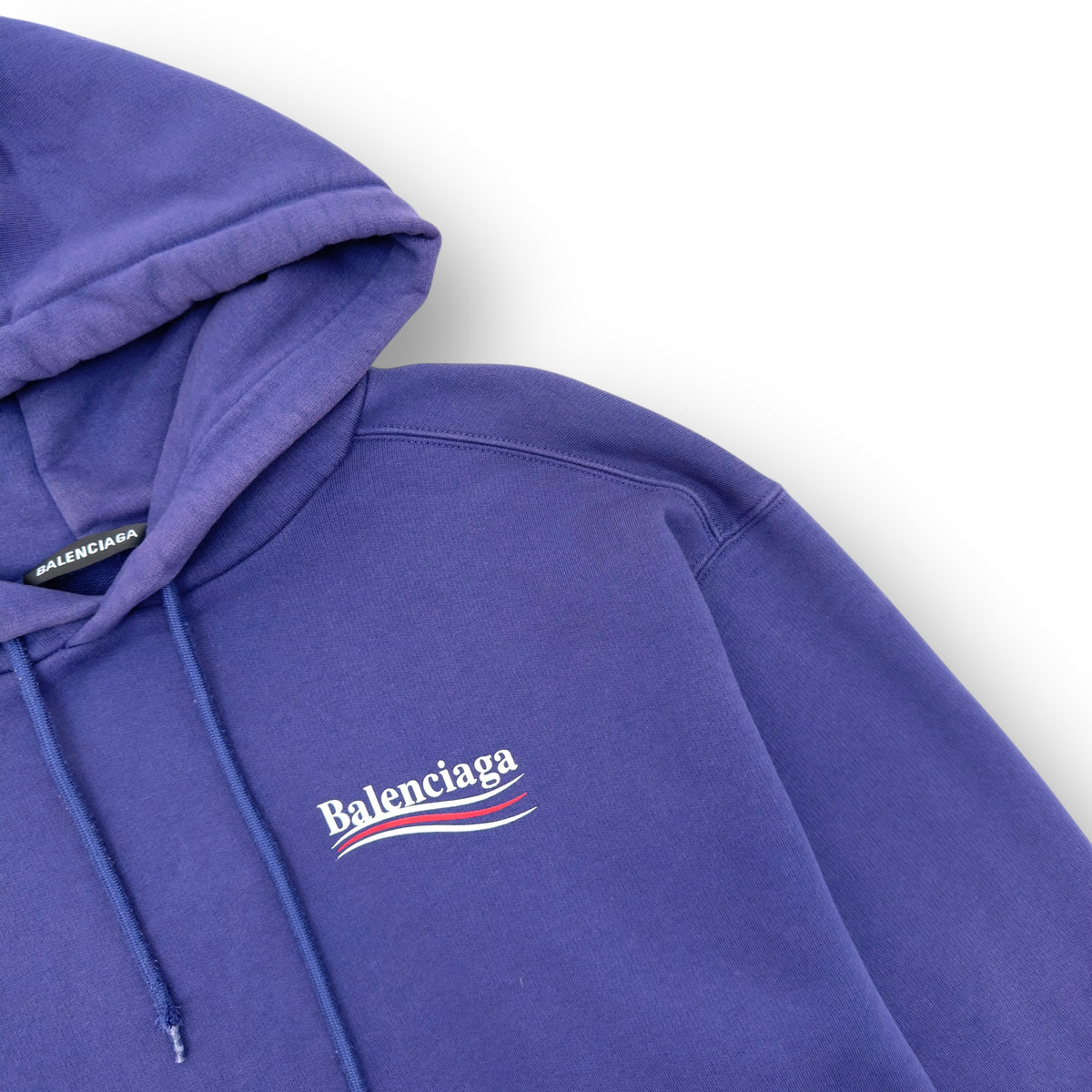 BALENCIAGA POLITICAL LOGO HOODIE BLUE L
