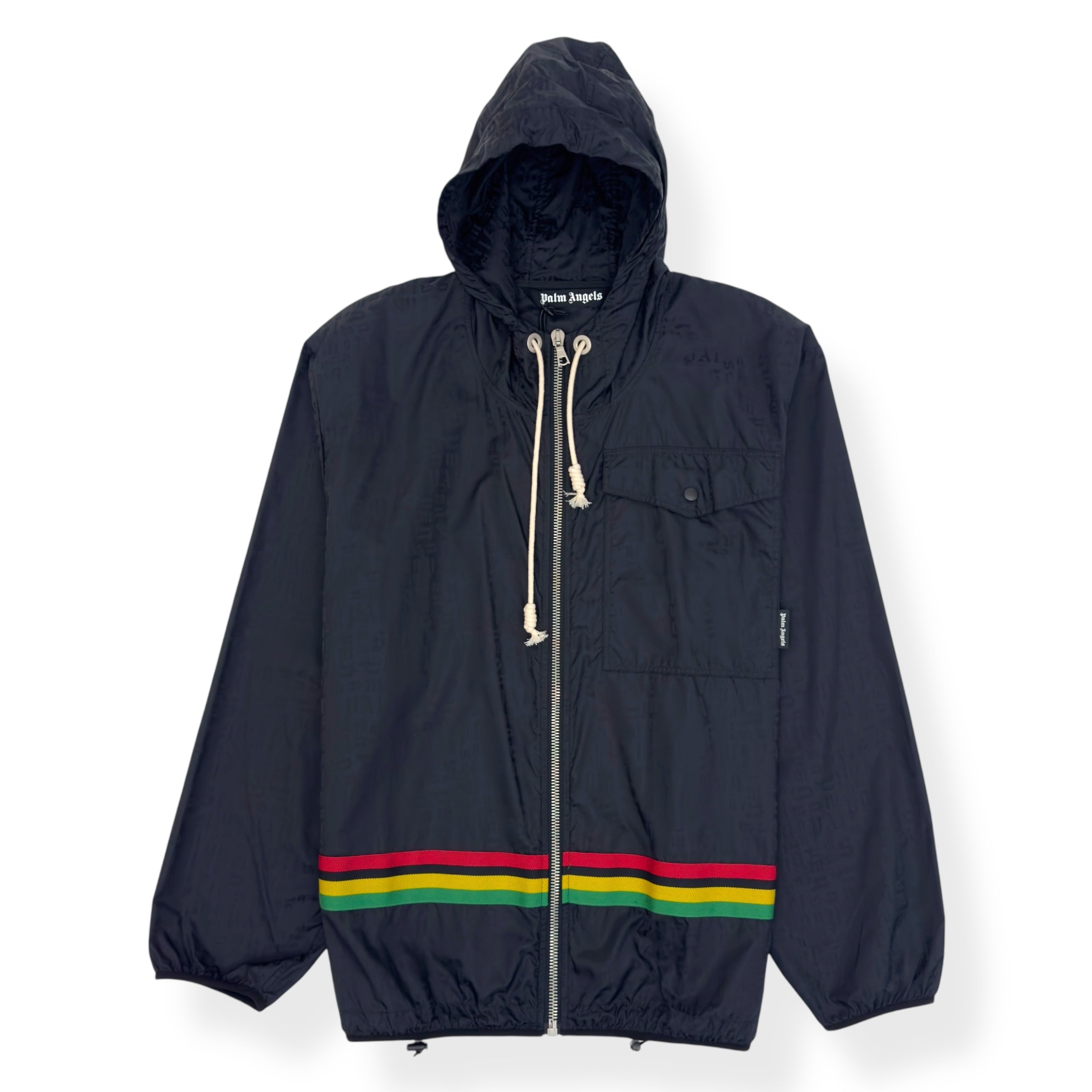 PALM ANGELS MONOGRAM WINDBREAKER JACKET BLACK L