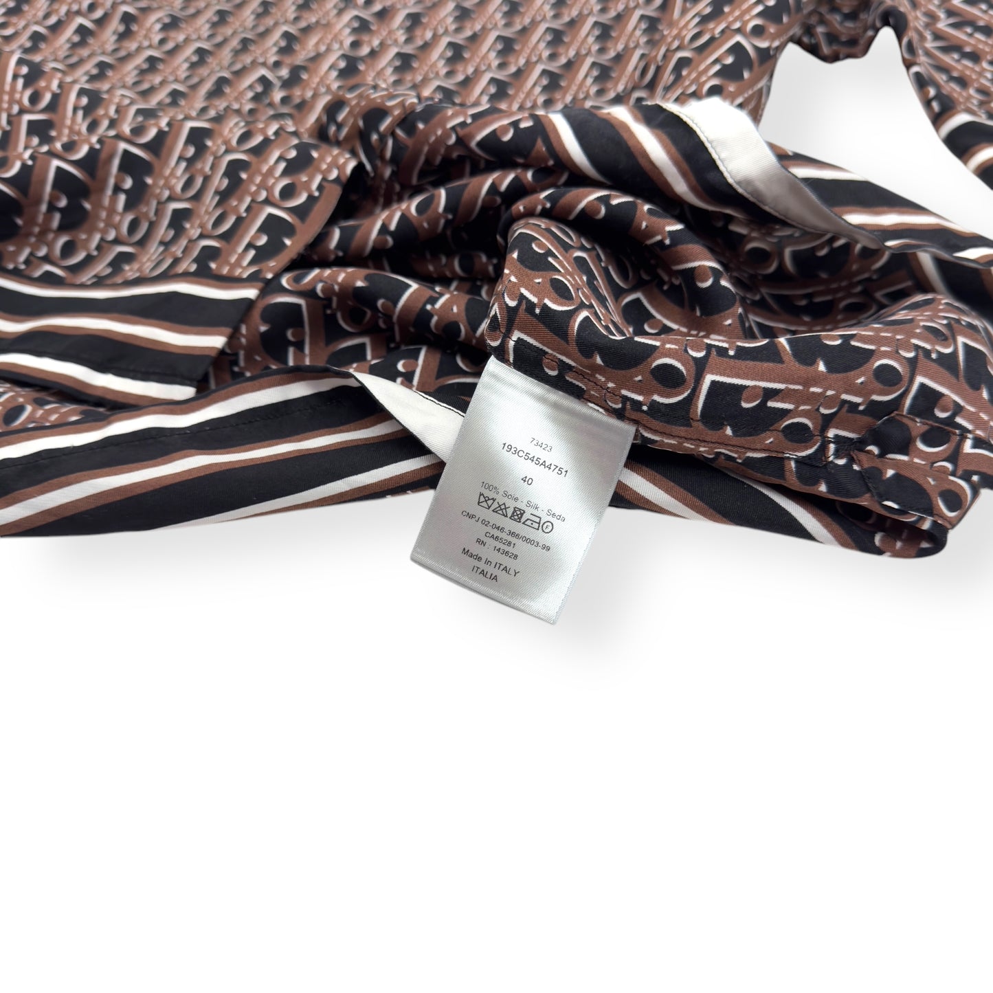 DIOR OBLIQUE SILK MONOGRAM SHIRT BROWN 40 / M