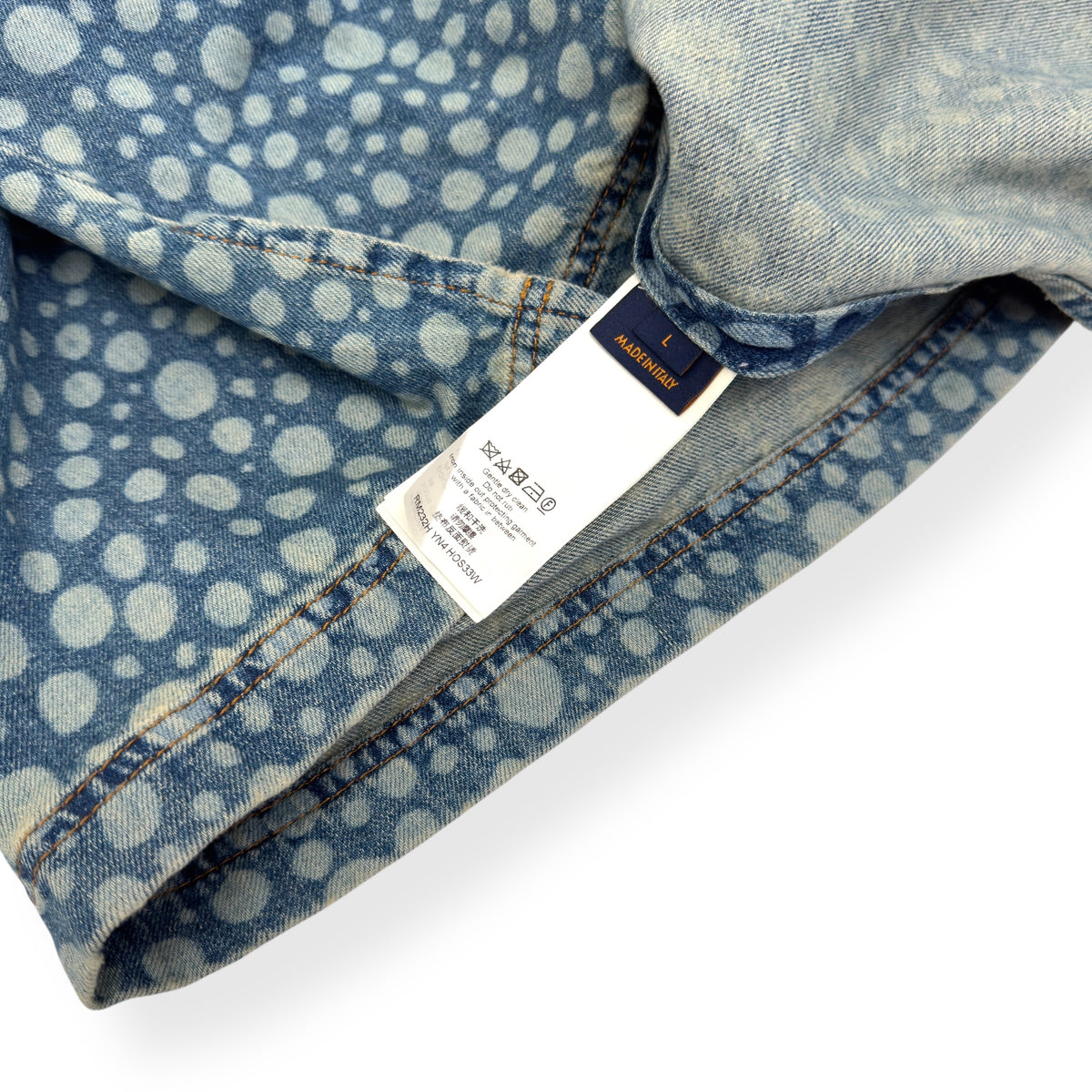 LOUIS VUITTON X YAYOI KUSAMA DOT BASEBALL SHIRT BLUE / WHITE L