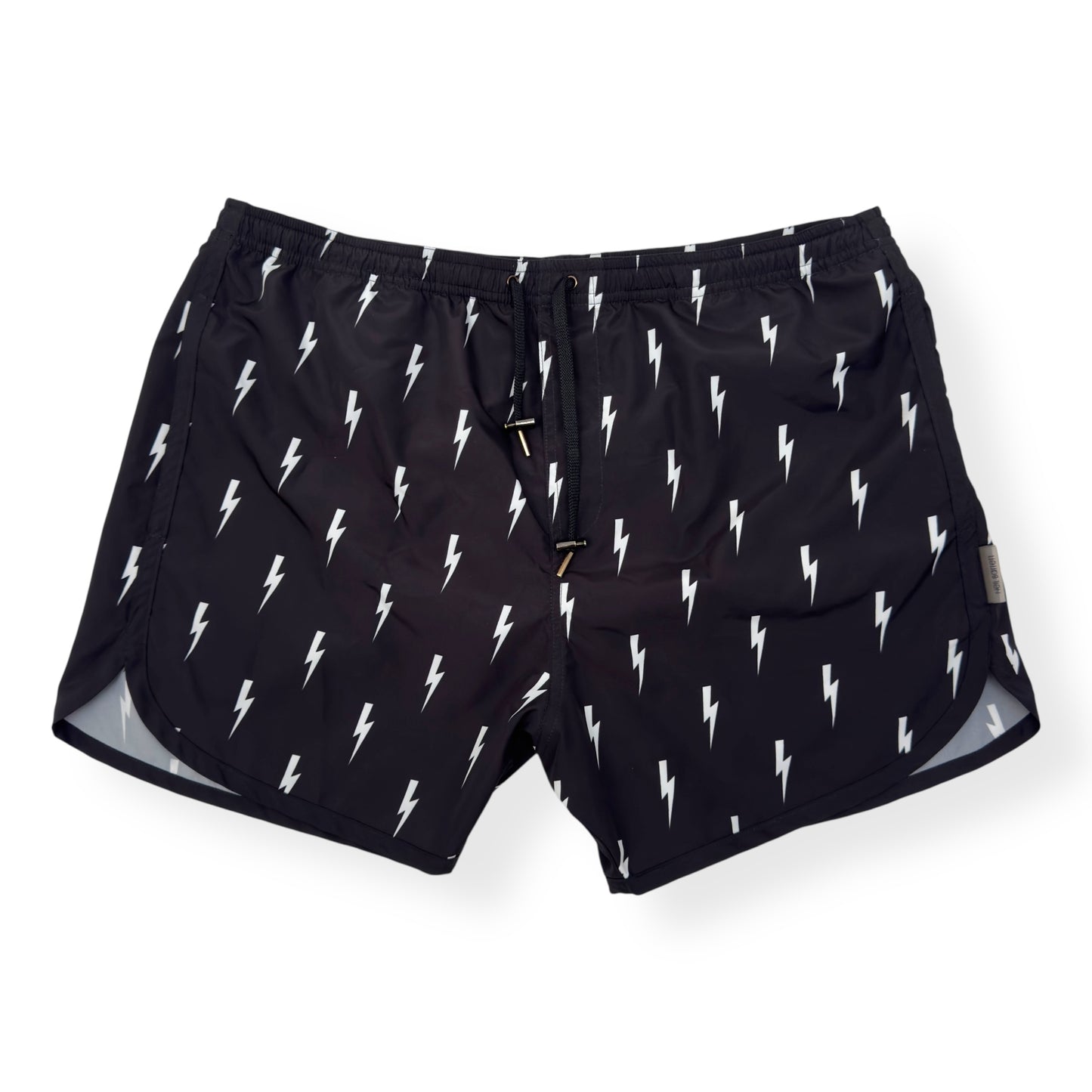 NEIL BARRETT MICRO BOLT SWIM SHORTS BLACK / WHITE L