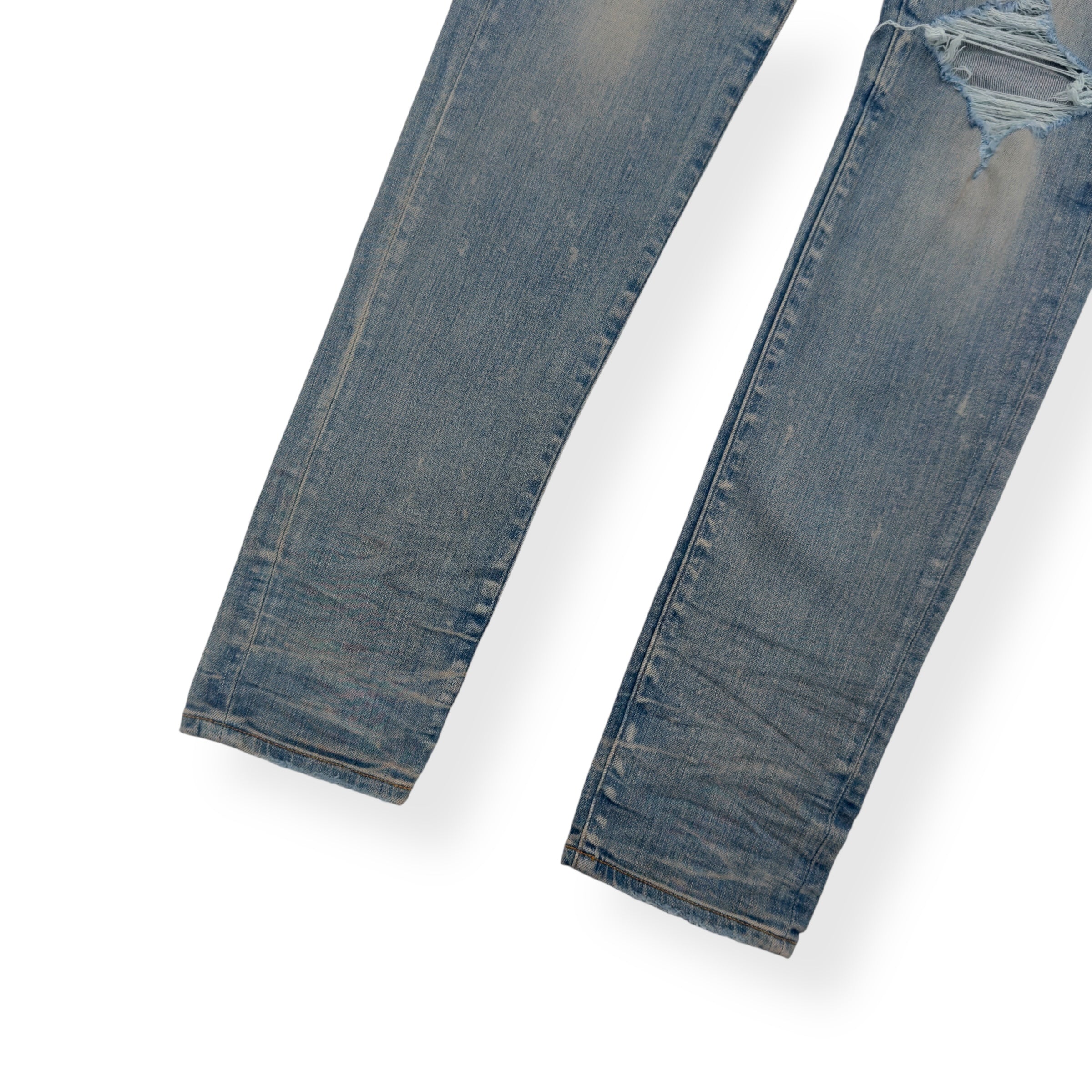 AMIRI DISTRESSED SKINNY DENIM JEANS BLUE W34”