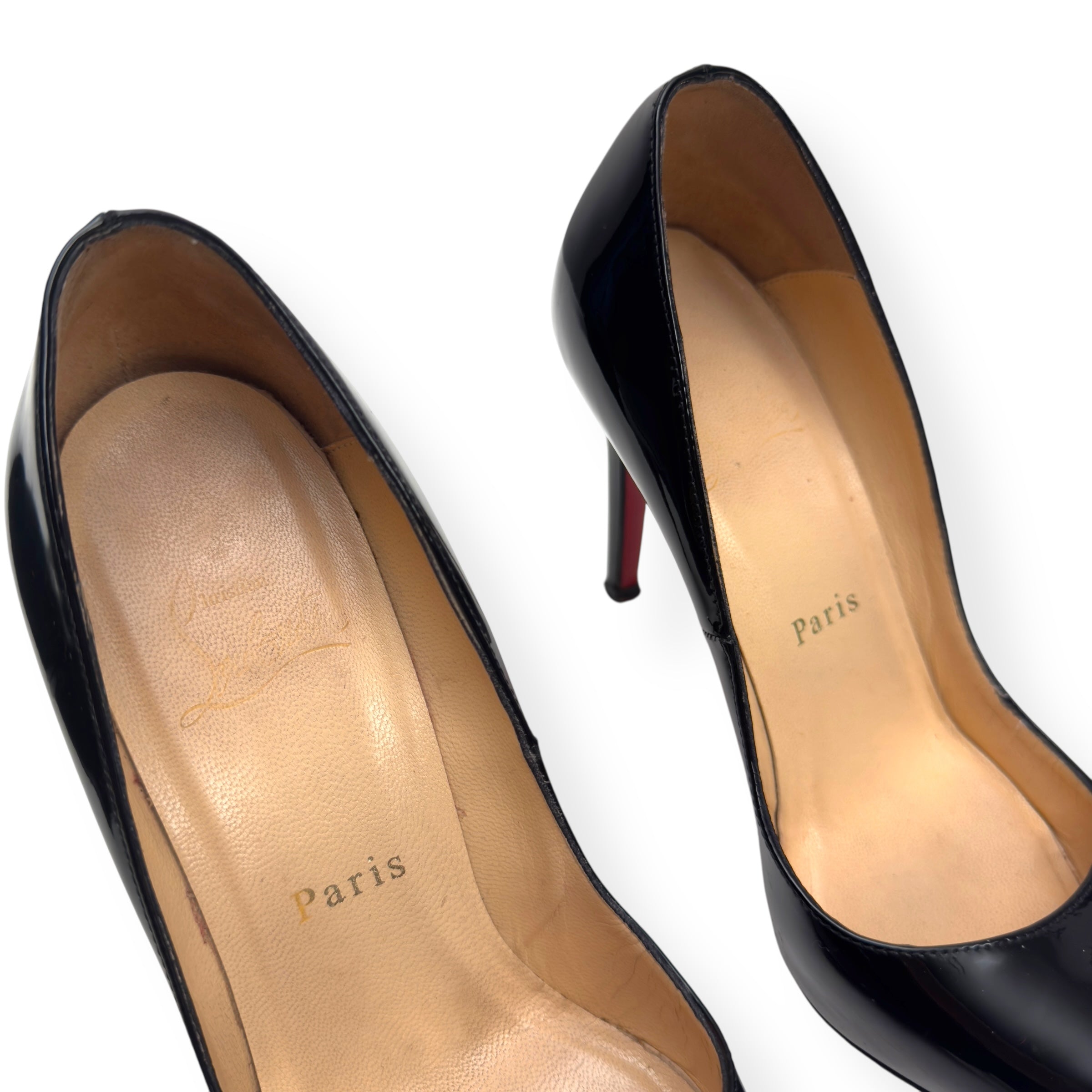CHRISTIAN LOUBOUTIN PIGALLE 100MM PATENT LEATHER HEELS BLACK / RED 36 / UK3