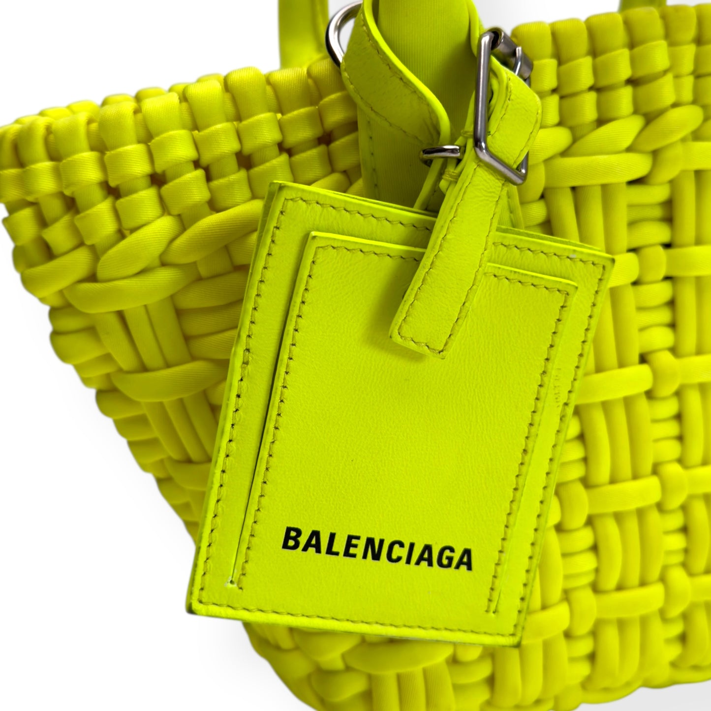 BALENCIAGA BISTRO NYLON / LEATHER SHOULDER BAG YELLOW XXS
