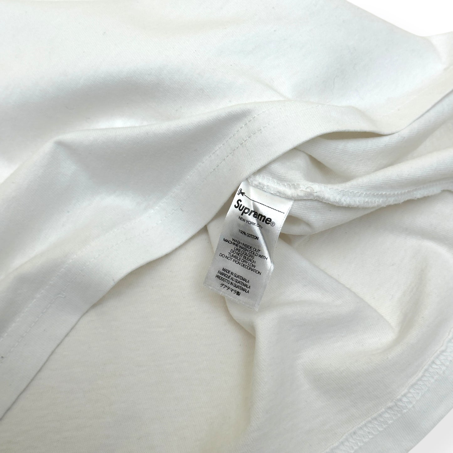 SUPREME WASHED SCRIPT LOGO COTTON T-SHIRT WHITE L