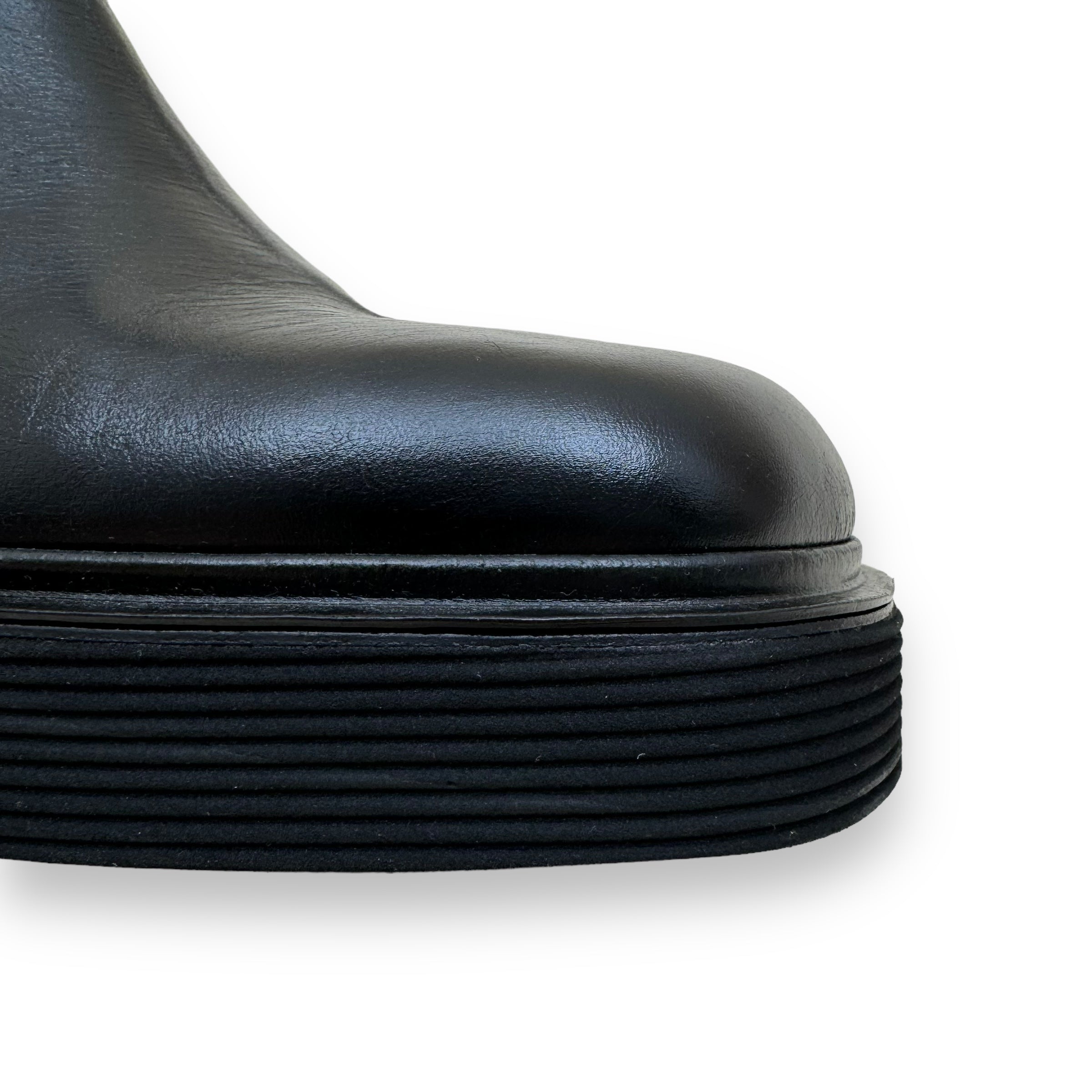 MARNI RIDGED-SOLE LEATHER ANKLE BOOTS BLACK UK11