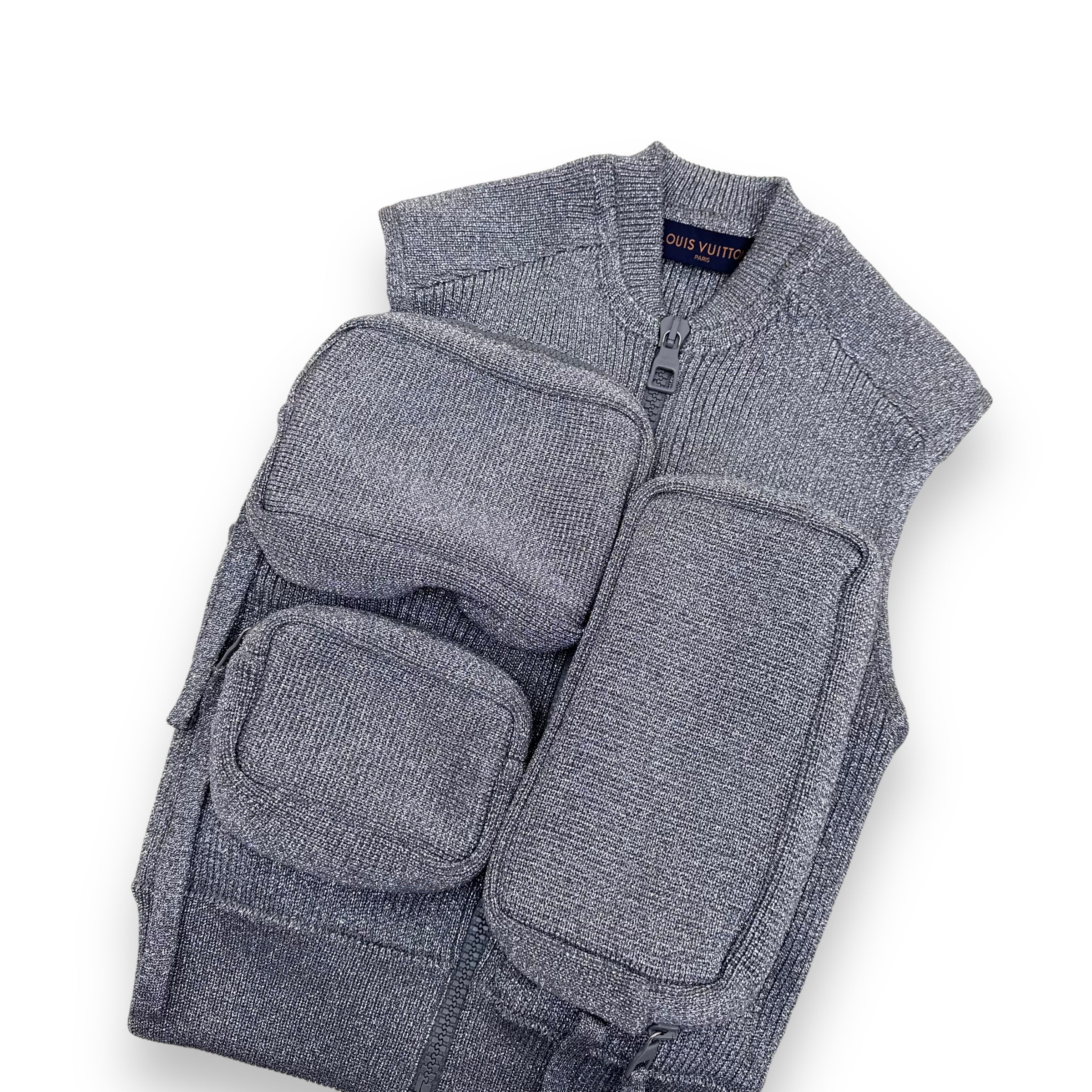 LOUIS VUITTON X VIRGIL ABLOH LUREX MULTI POCKET 3D GILET VEST SILVER S