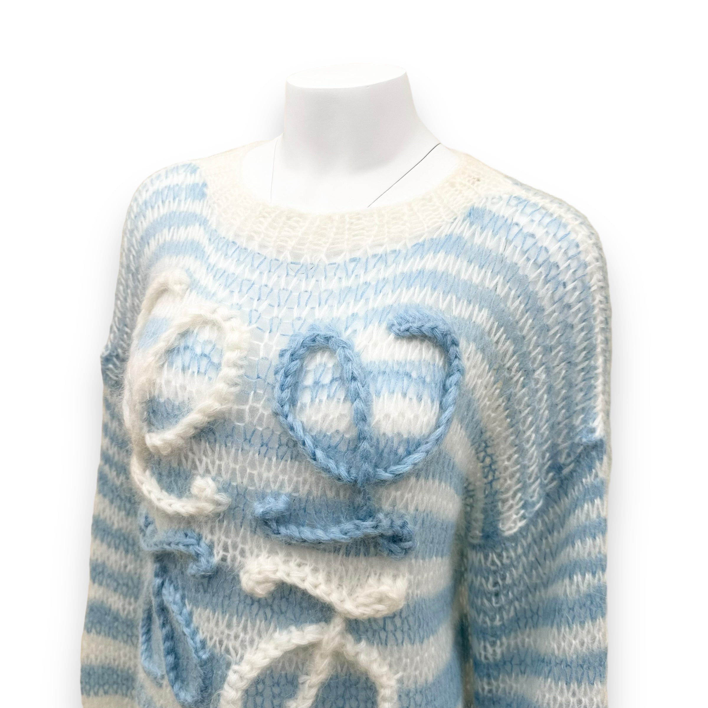 LOEWE MOHAIR ANAGRAM KNITTED SWEATER BLUE / WHITE S