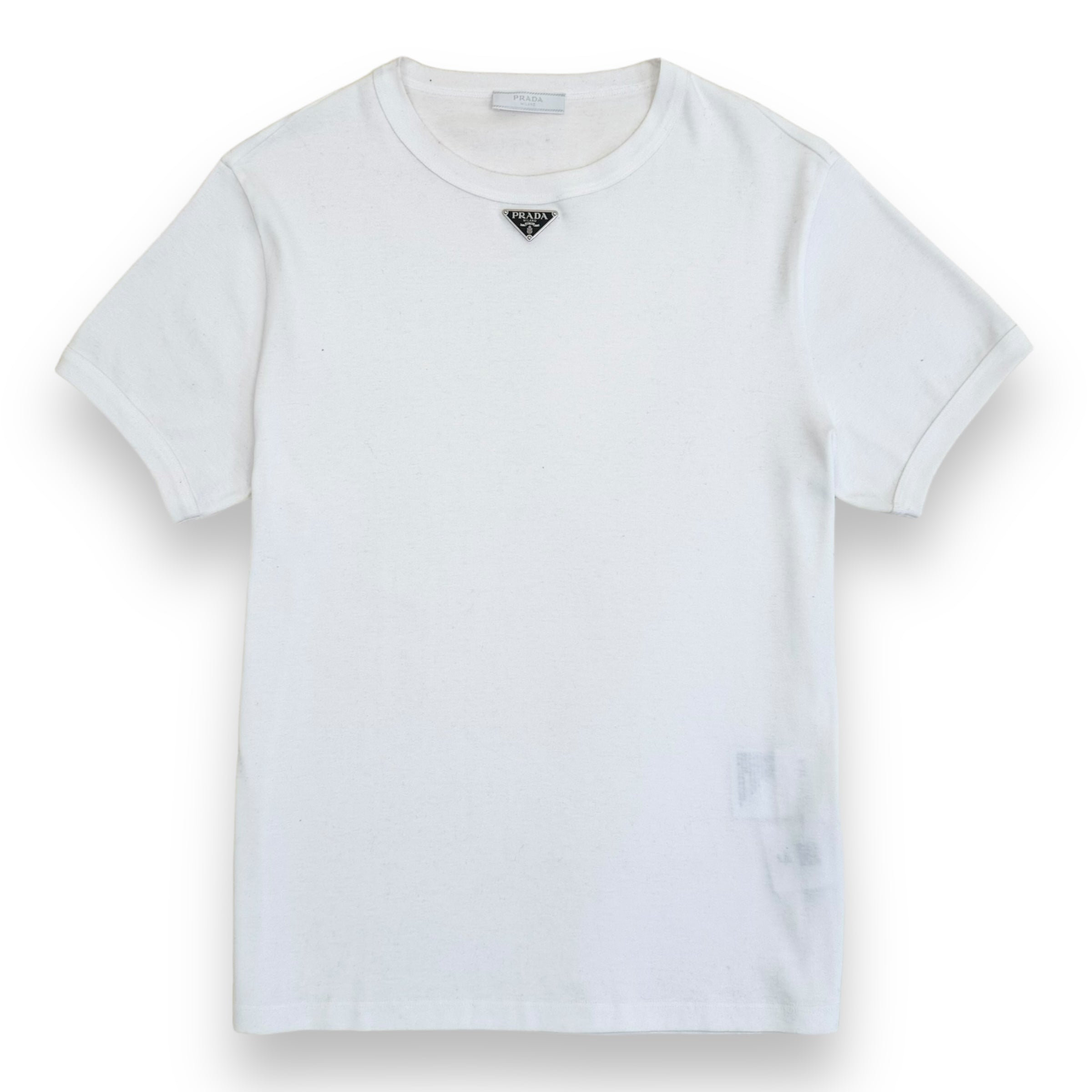 PRADA COTTON TRIANGLE T-SHIRT WHITE XL